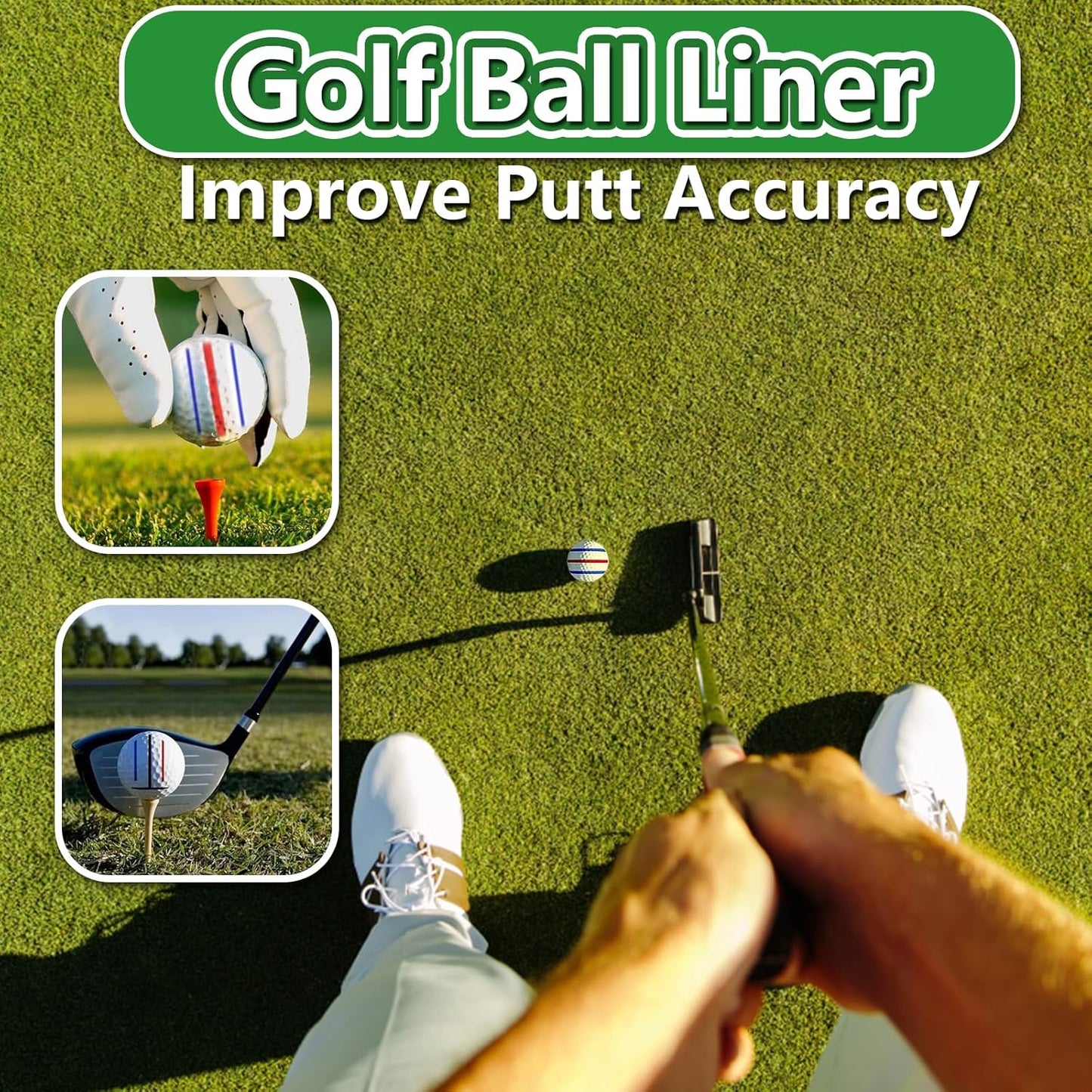 Golf Ball Line Marker Tool, 3 Golf Ball Marker Stencil and 3 Color Golf Ball Line Marker, Golf Ball Alignment Marking Tool, Golf Ball Stencil with Compact Case Easy to Carry Golf Ball Marker
