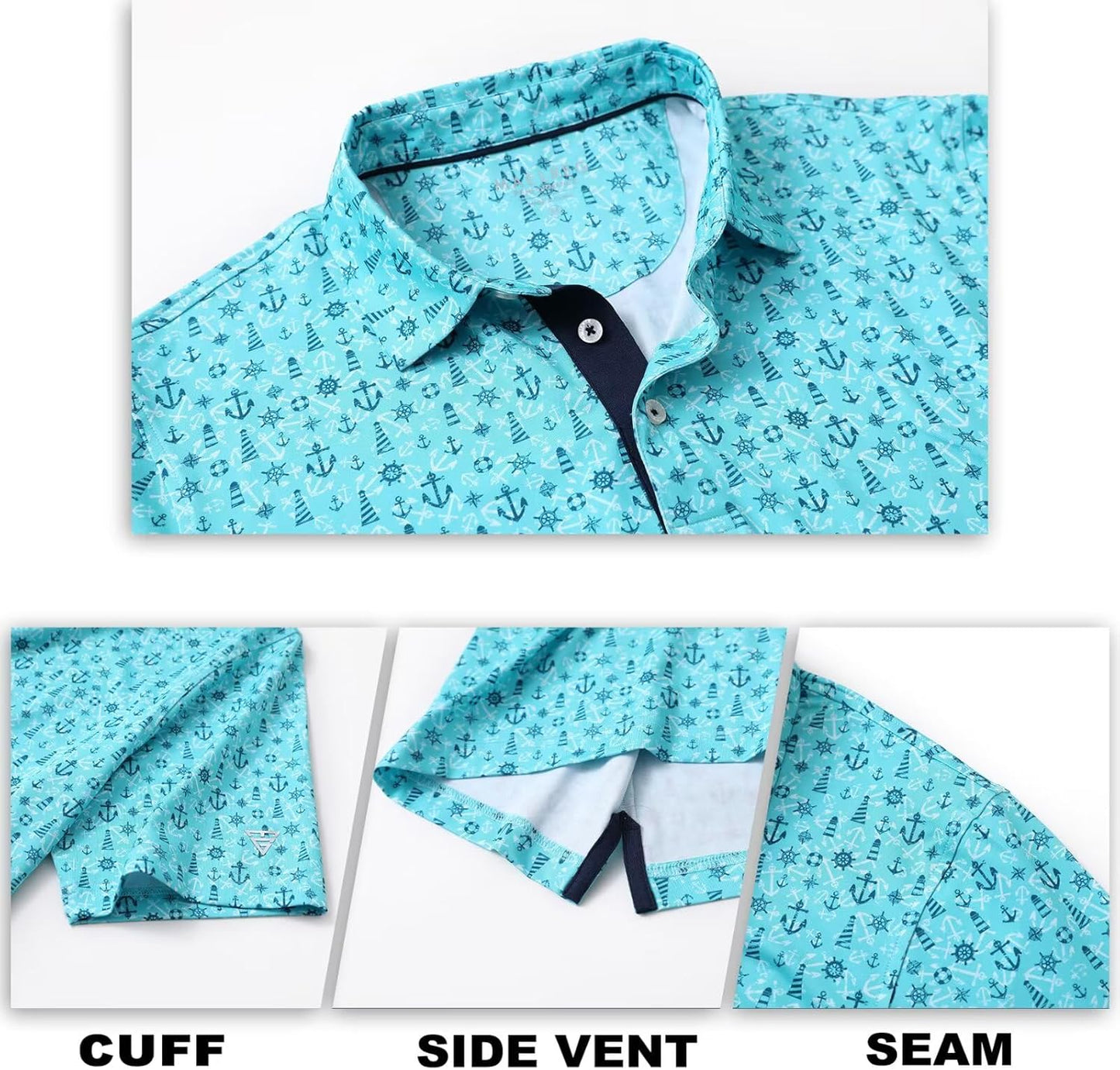 M MAELREG Mens Golf Shirt Short Sleeve Dry Fit Print Moisture Wicking Performance Patterns Collared Polo Shirt