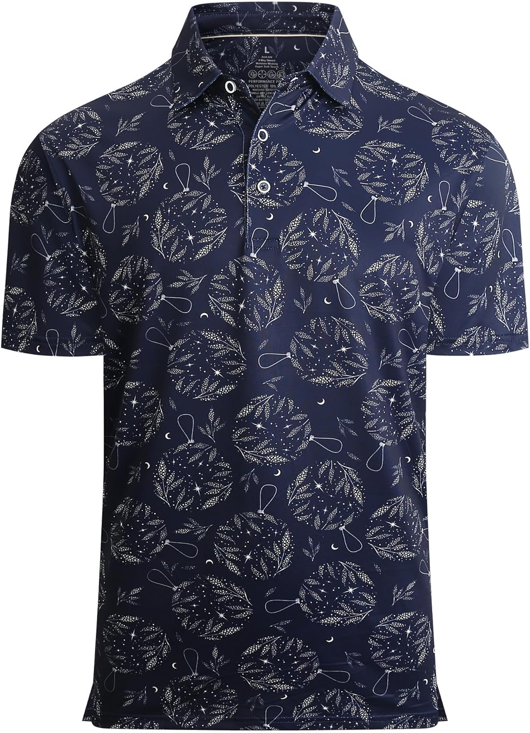 Alex Vando Mens Hawaiian Golf Shirt Moisture Wicking Digital Print Golf Shirts for Men