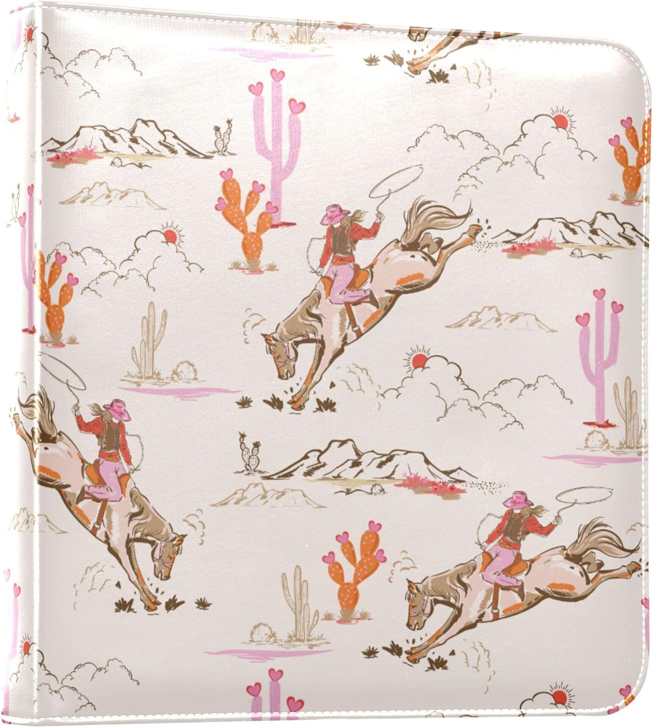 Fisyme Cowgirl Western American Photo Album Self Adhesive DIY Scrapbook Album for 2x3 4x6 5x7 6x8 Picture 20 Pages Memory Book for Family Wedding
