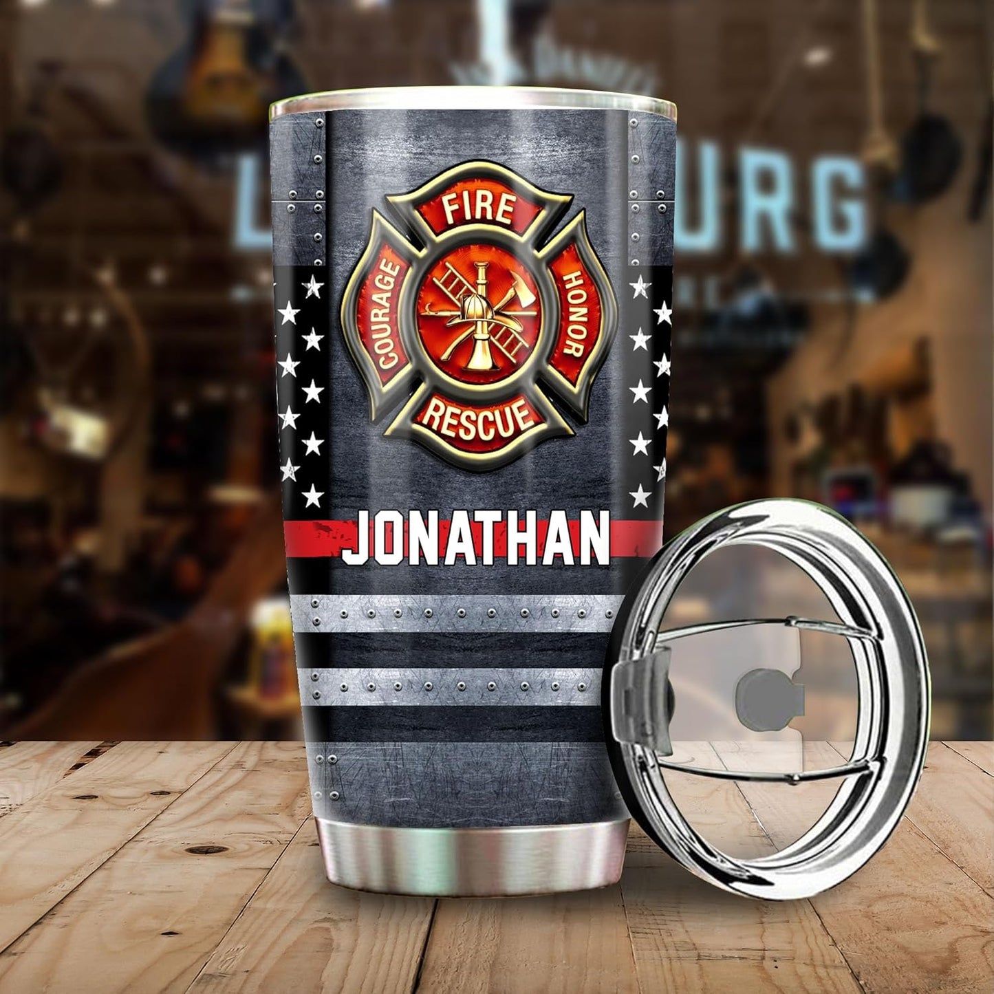 Fireman Thin Red Line Fire Department American Flag Tumbler - Gifts for Firemen, Fireman, Firefighter Academy Graduation Retirement Birthday Gifts - 20oz Tumbler With Lid