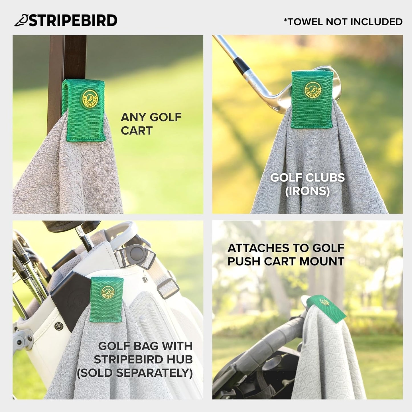 Stripebird - Magnetic Clip for Any Towel (Fairway Green) - Golf Towel Magnet - Highest Strength Magnet - Golf Towel Magnetic - Removable from Towels - Magnetic Golf Towel