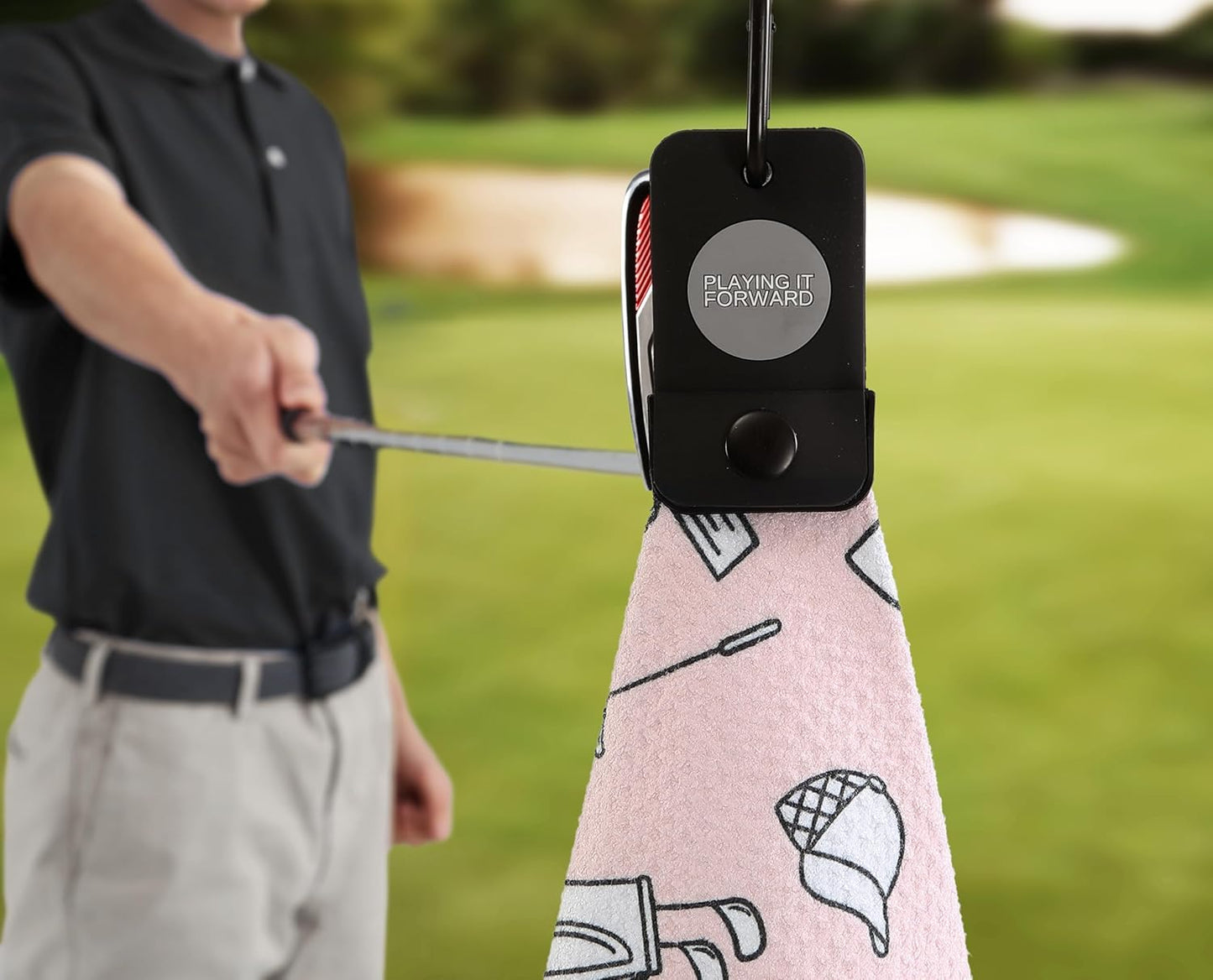 Magnetic Golf Towels for Golf Bags with Clip & Ultra Strong Magnet - Waffle Weave Microfiber Towel for Secure Hold on Bags & Carts - Ideal Club Cleaner & Accessories - Doodle Sketch