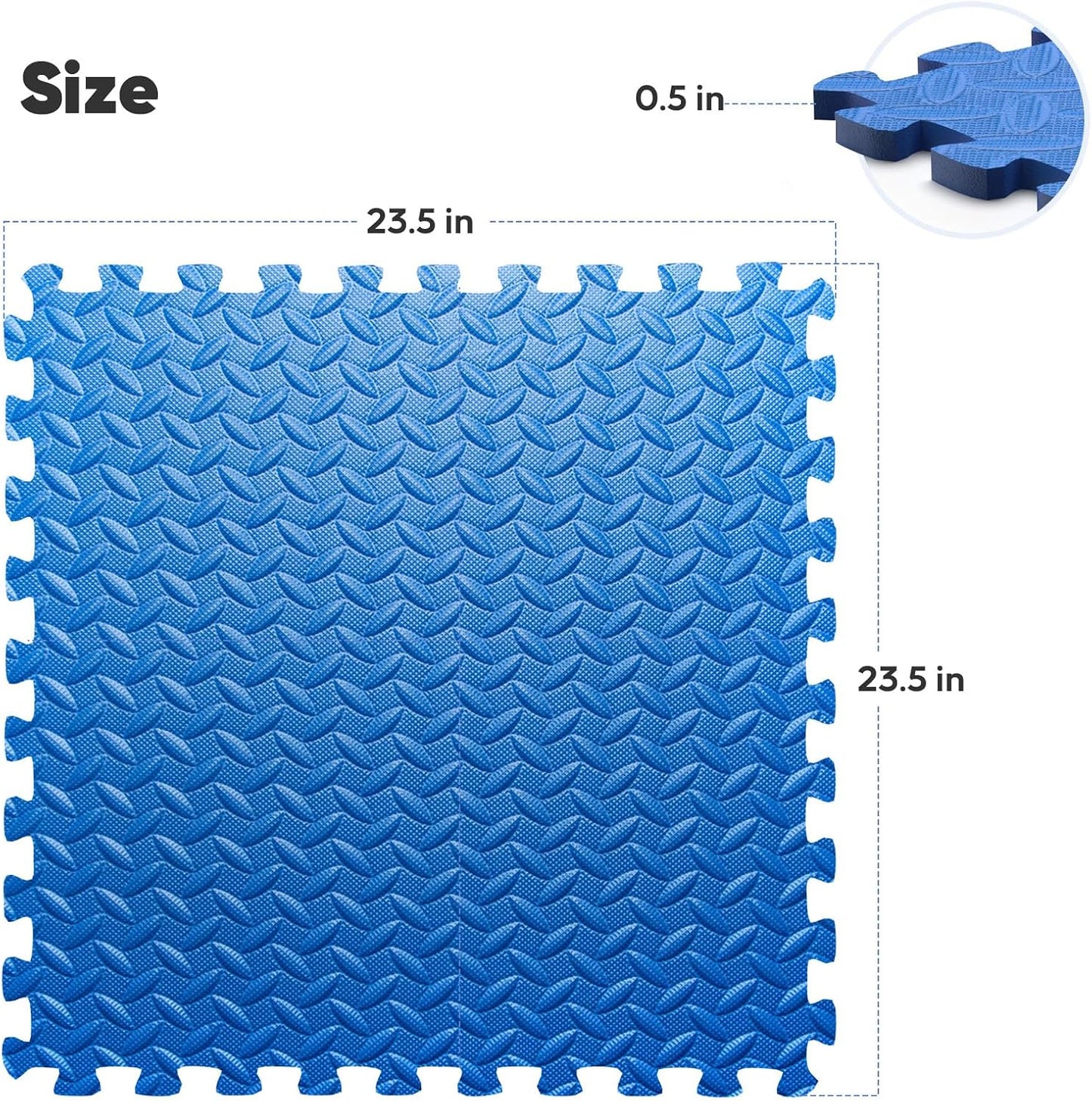 Home Gym Mat, Puzzle Exercise Mat,EVA Interlocking Foam Floor Tiles for Home Workout Equipment and Kids' Play Areas - Blue, 24 in x 24 in x ½ in - 32 Tiles (Blue, 32 Pack 128 sq ft)