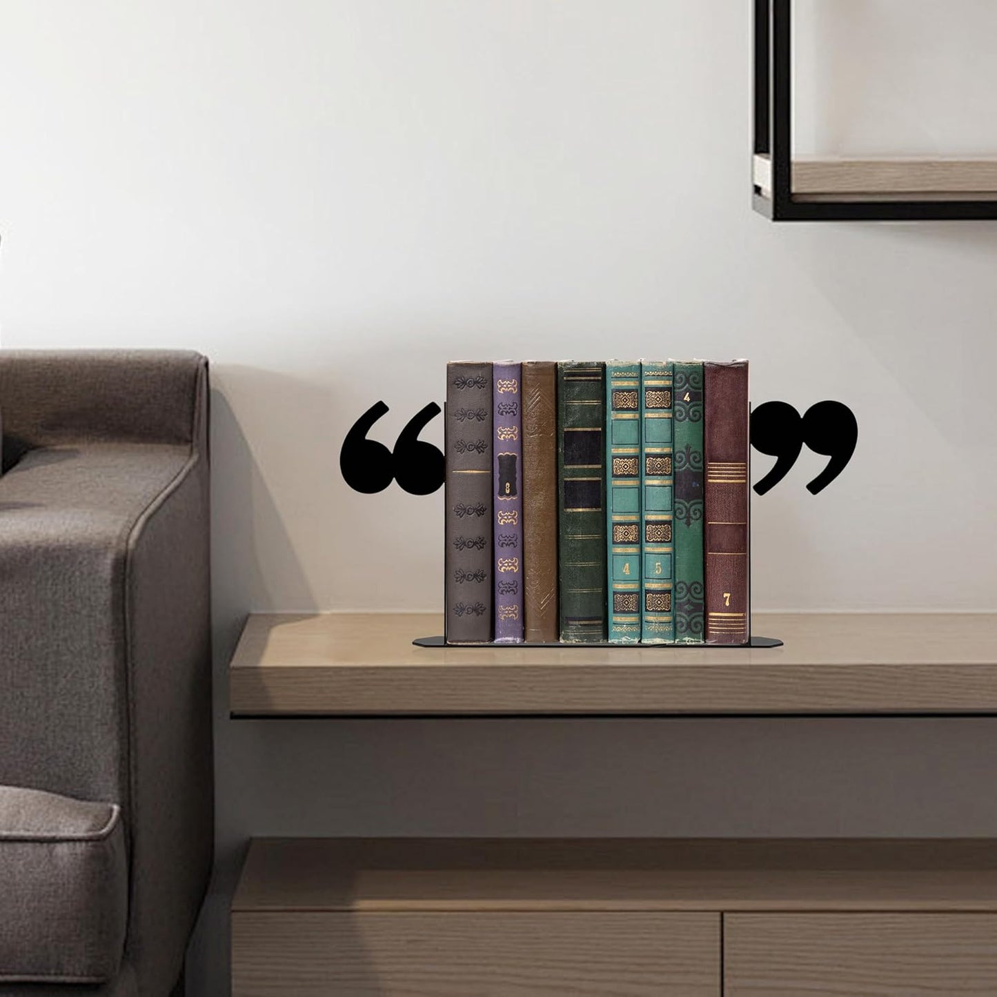 Cute Quotation Mark Metal Bookends – Novelty Decorative Shelf Organizers for Books | Unique Teacher Gifts & Librarian Gifts, Bookish Decor for Shelves, Desks, Kids’ Rooms