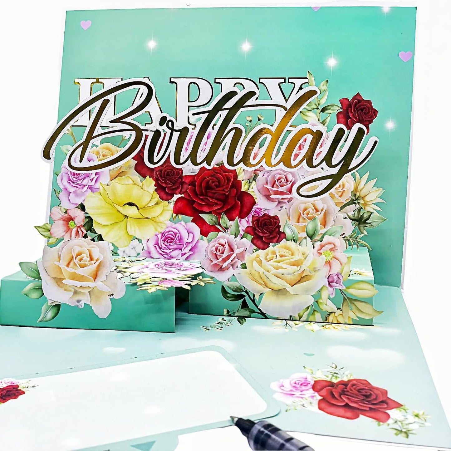 Steelhill 3D Pop Up Birthday Card for Women & Kids - Cute & Fun Greeting Cards with Envelope, Happy Birthday Cards for Adults, Girls, Boys - Handmade Birthday Greeting Card for All Ages (Blue)