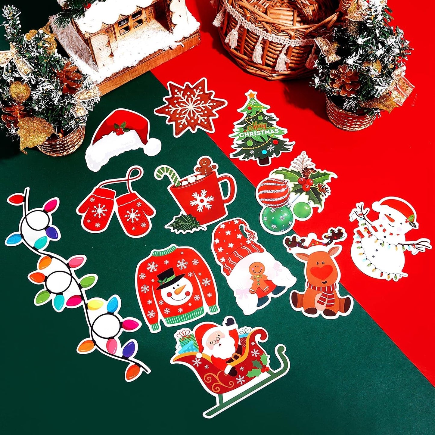 12 Pieces Christmas Refrigerator Magnets Christmas Gnomes Tree Snowflake Magnets Winter Holiday for Locker Fridge Home Decor (Snowflake Style)