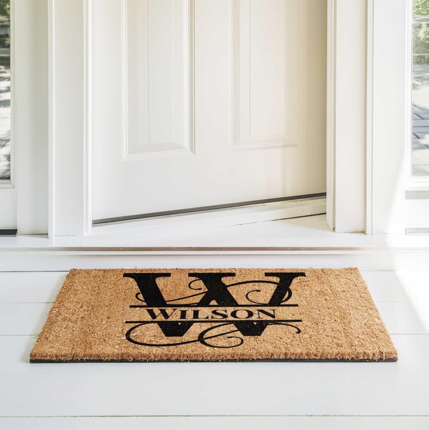 MRC Wood Products Personalized Split Monogram 24" x 36" Custom Doormat Door Mat for Front Door (24" x 36")