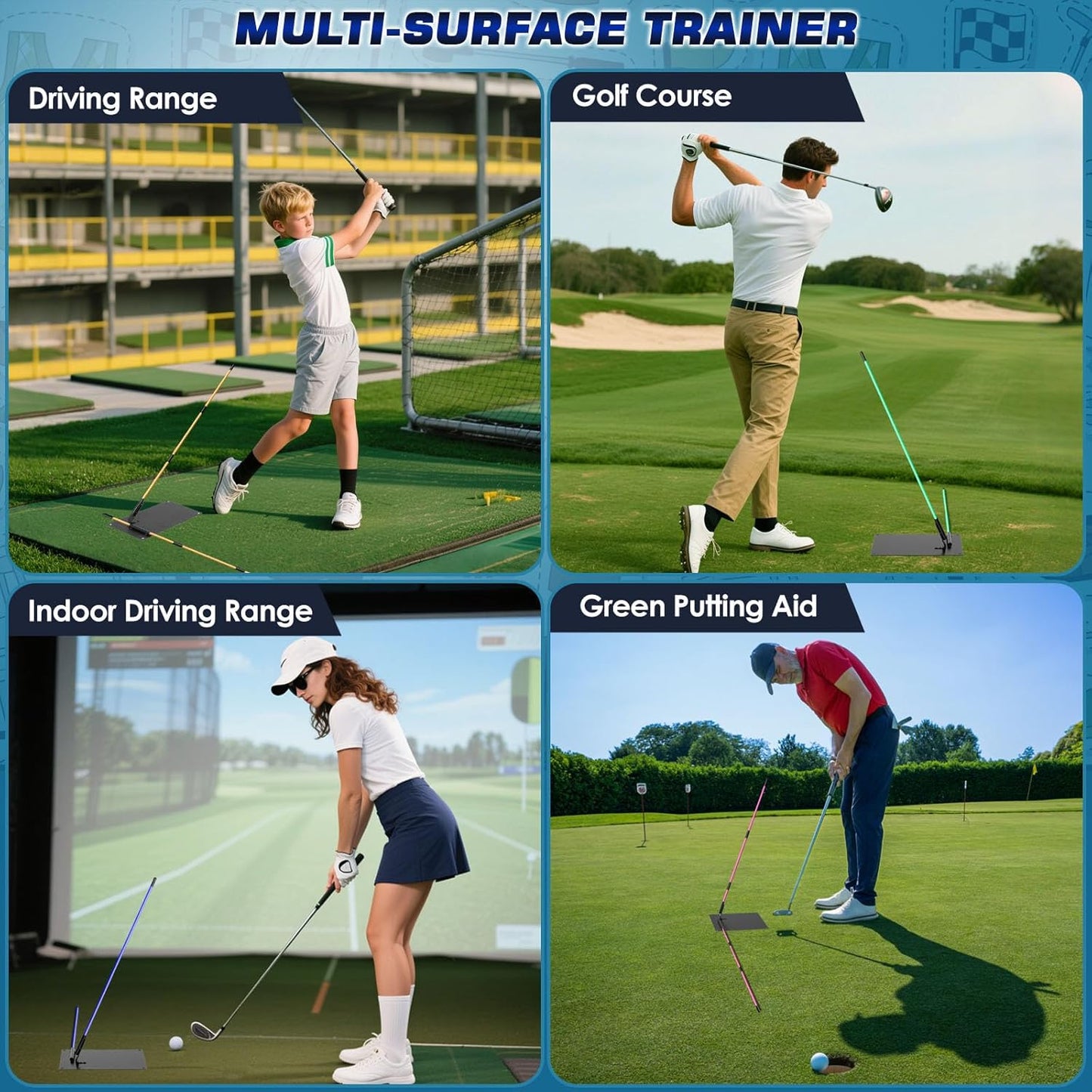 Pro Golf Alignment Sticks Holder – Adjustable Swing Plane Trainer with Weighted Base | Angle Plate Golf Training Aid for Swing Path, Putting & Aiming