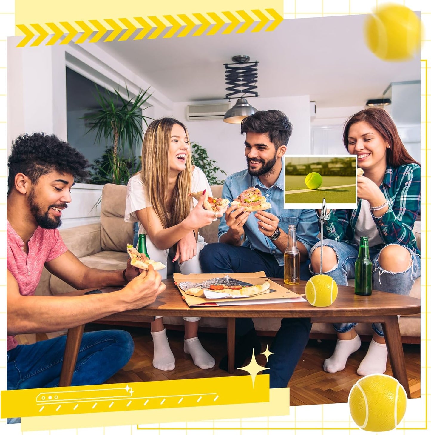 Jetec 12 Pcs Resin Sports Ball Base Memo Clips with Alligator Wire Table Number Card Place Holders Photo Stand for Office Menu Wedding Party Events Decoration (Tennis)