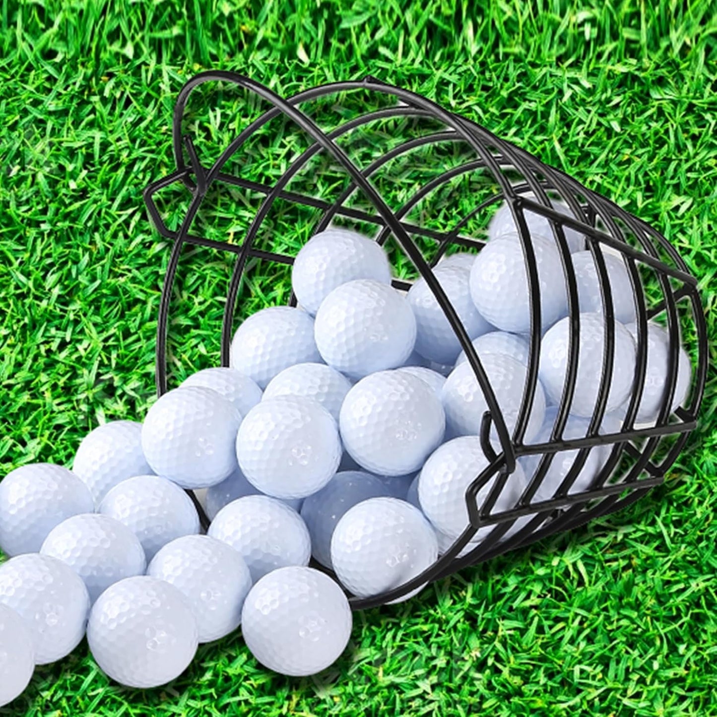 10L0L Metal Range Golf Ball Baskets with Handle, Golf Ball Storage Bucket, Holds 50 Balls Each (GolfBalls Not Included)