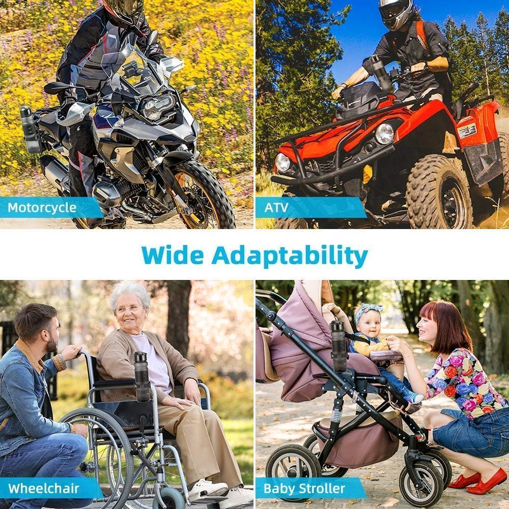 KEMIMOTO ATV Cup Holder Motorcycle Bottle Holder Universal Drink Holder with 0.6-1.56in Metal Clamp for 20oz Bottle for Bike Boat, Stroller, Walker, Wheelchair, Scooter, Golf Cart