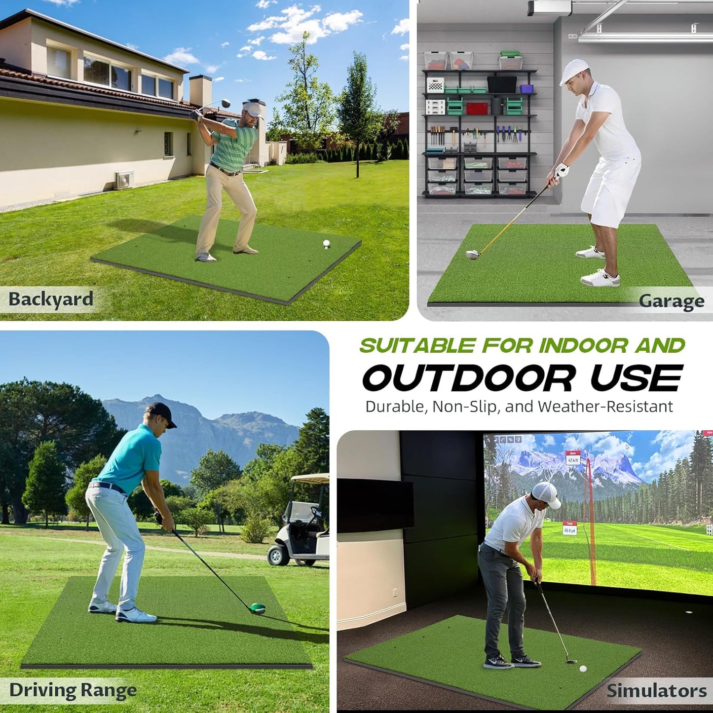 Bltend Golf Mat: 5x4ft & 5x5ft Heavy-Duty Golf Hitting Mats Practice Outdoor/Indoor, Elite Dense Artificial Turf Matt Training Aid for Backyard/Garage/Driving Range/Simulators