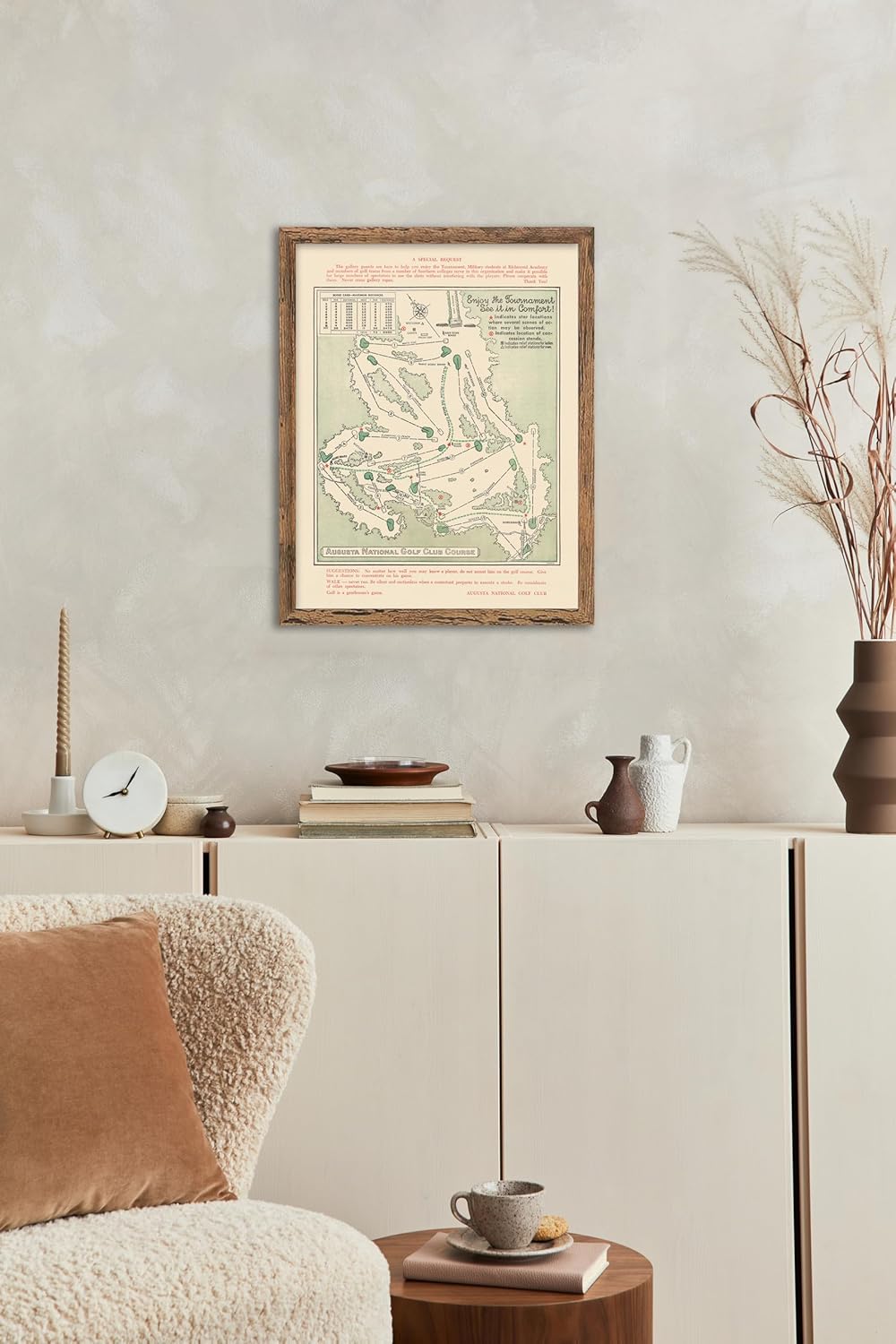 Framed Golf Map - Augusta National Golf Club Course, 1954, Vintage Wall Art, 11x14 (11x14 Framed)