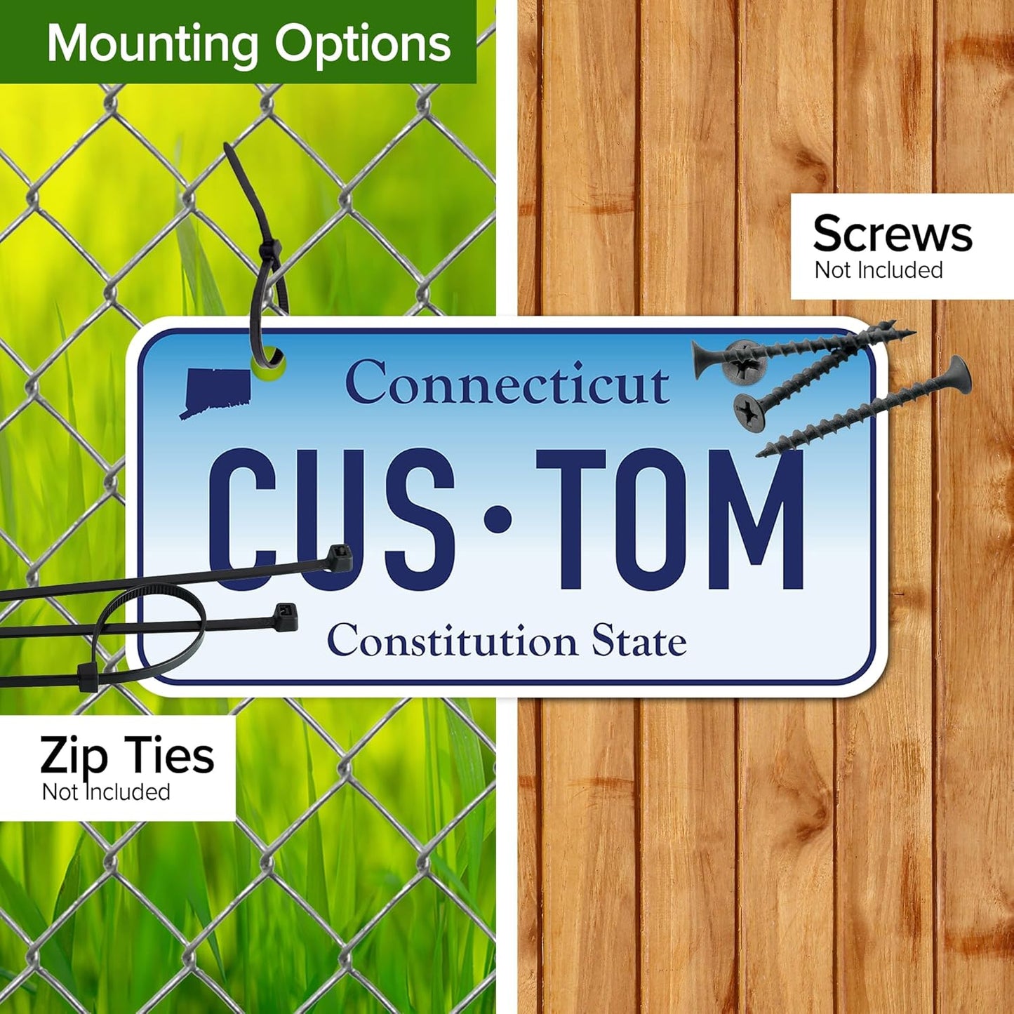 Mini License Plates, Personalized License Plates, Custom for Car, Bikes, ATV, Kids Car, Golf Cart, Jeep, 2x4 Inch, Rust-Free Fade Resistant Aluminum, USA Made by My Sign Center (Connecticut)