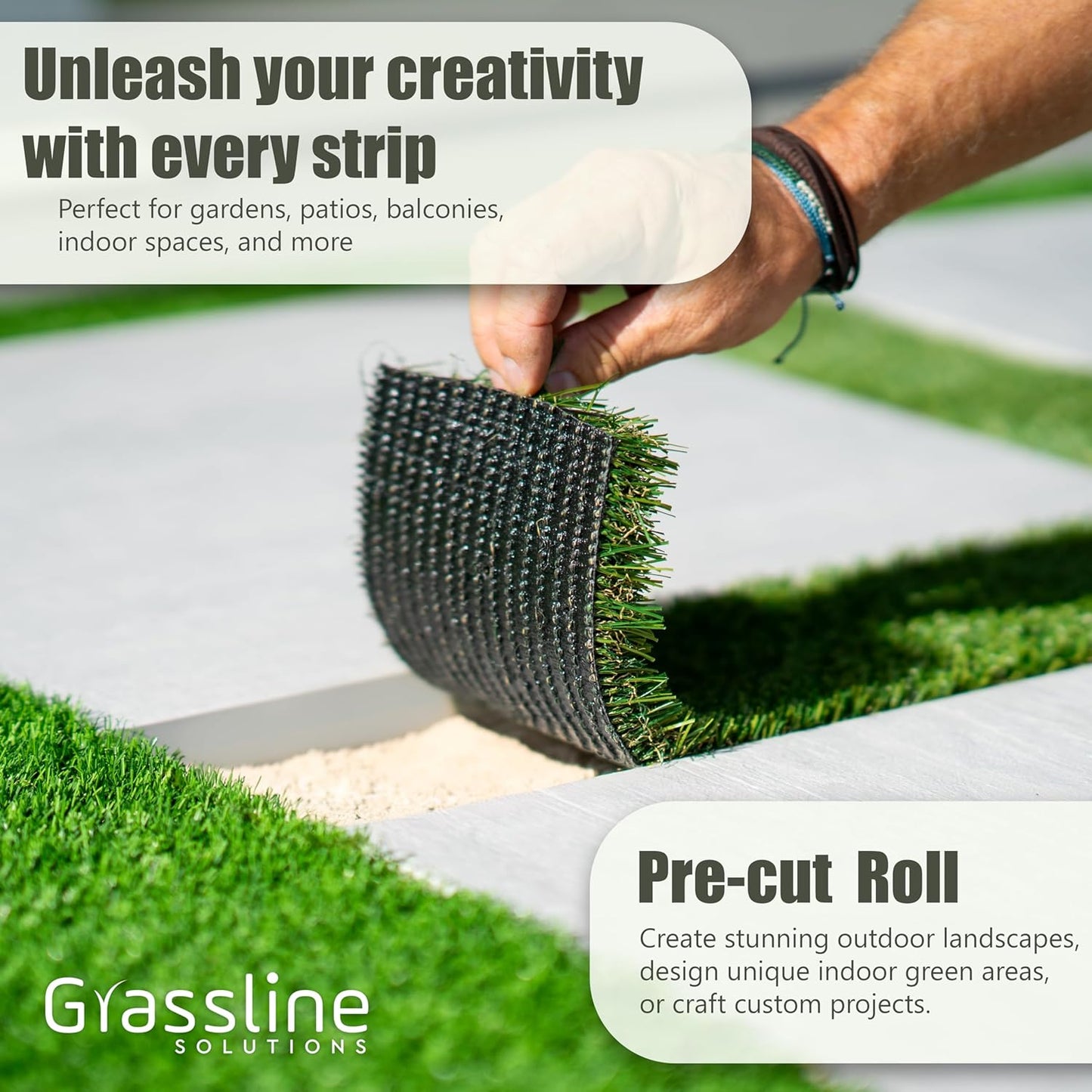 Artificial Grass Strip 4" x25' for Indoor/Outdoor Use-Realistic, 1" Thick Synthetic Turf for DIYers and Professionals, Pre-Cut Roll for Easy Installation and Creative Designs (4in x 25ft)