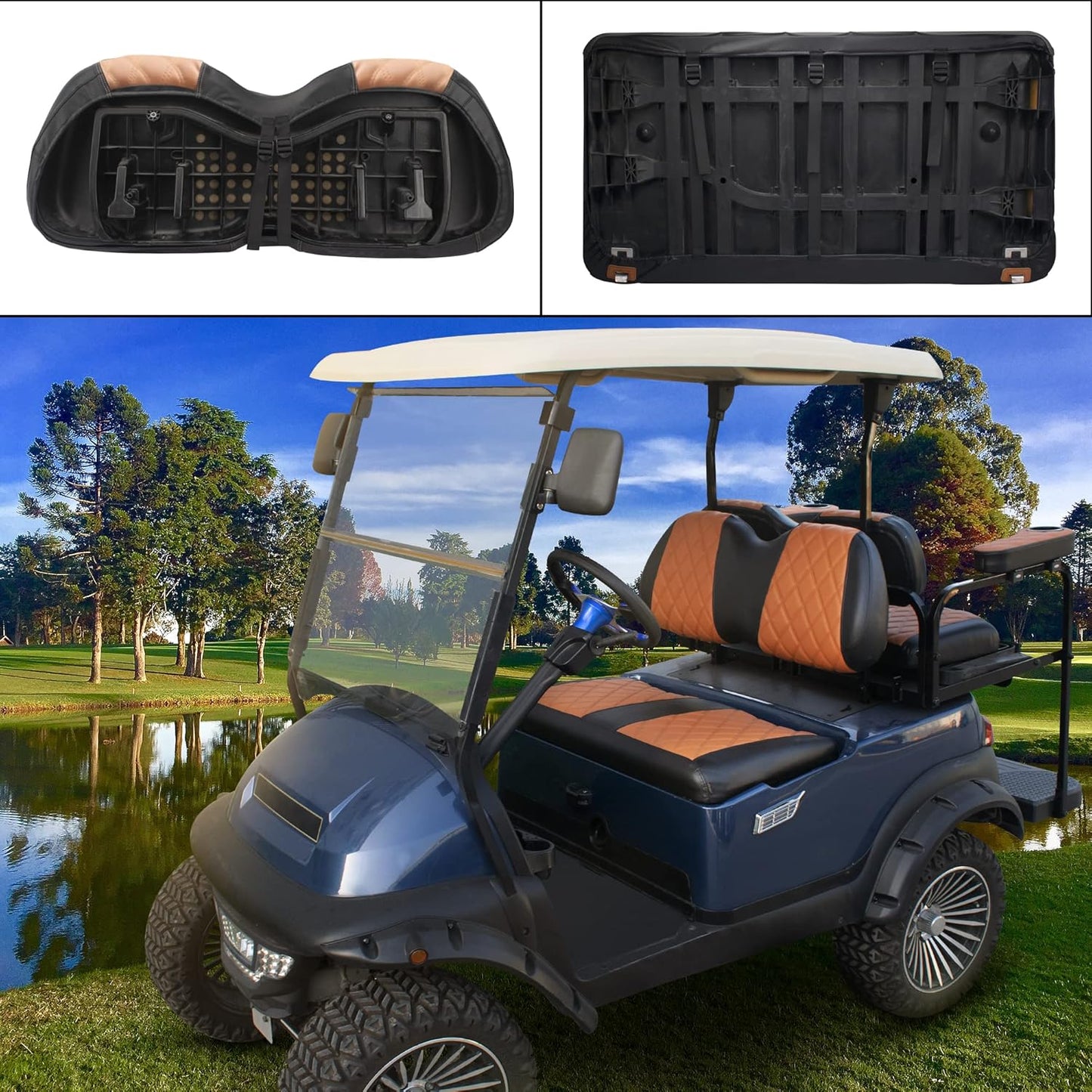 NOKINS Golf Cart Diamond Seat Covers Kit, Fit for Club Car Precedent OEM Standard Front Seat Cushion, Golf Cart Vinyl Seat Cover, No Nails Required
