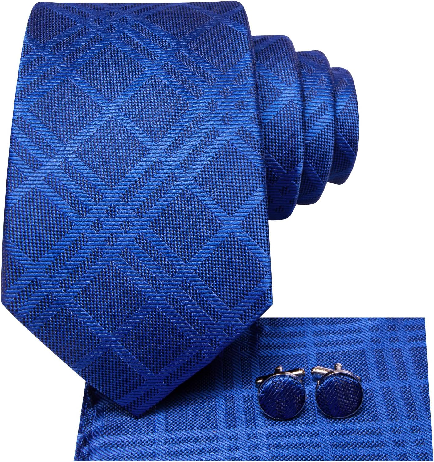 Dubulle Mens Paisley Striped Tie WOVEN Necktie for Men and Handkerchief Cufflinks Set Wedding Formal Business