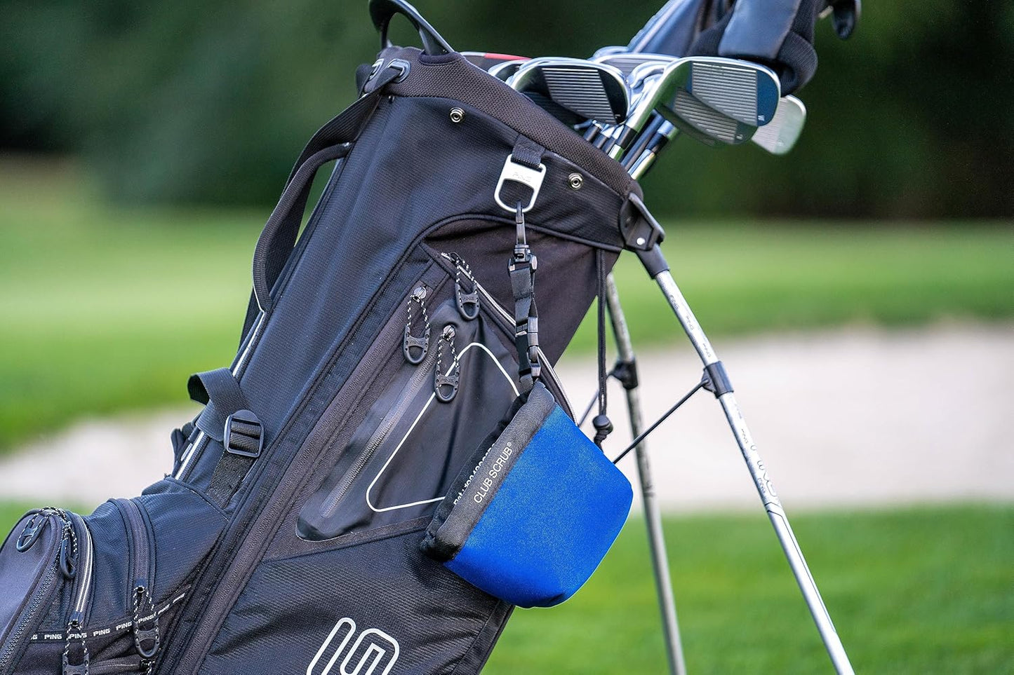 Club Scrub Golf Club and Golf Ball Cleaning Bag, Waterproof Clean Face Technology Liner, Detachable Clip, Machine Washable, Cleans Club Grooves, Dry Exterior (Neoprene or Microfiber Option Available)