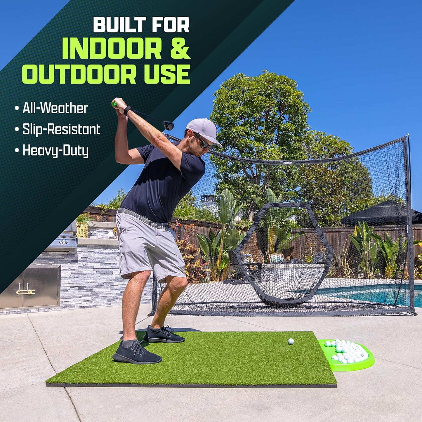 GoSports Elite Golf Hitting Mats for Indoor/Outdoor Practice – Choose Size – Turf Driving Range Mats for Golf Simulators and Practice