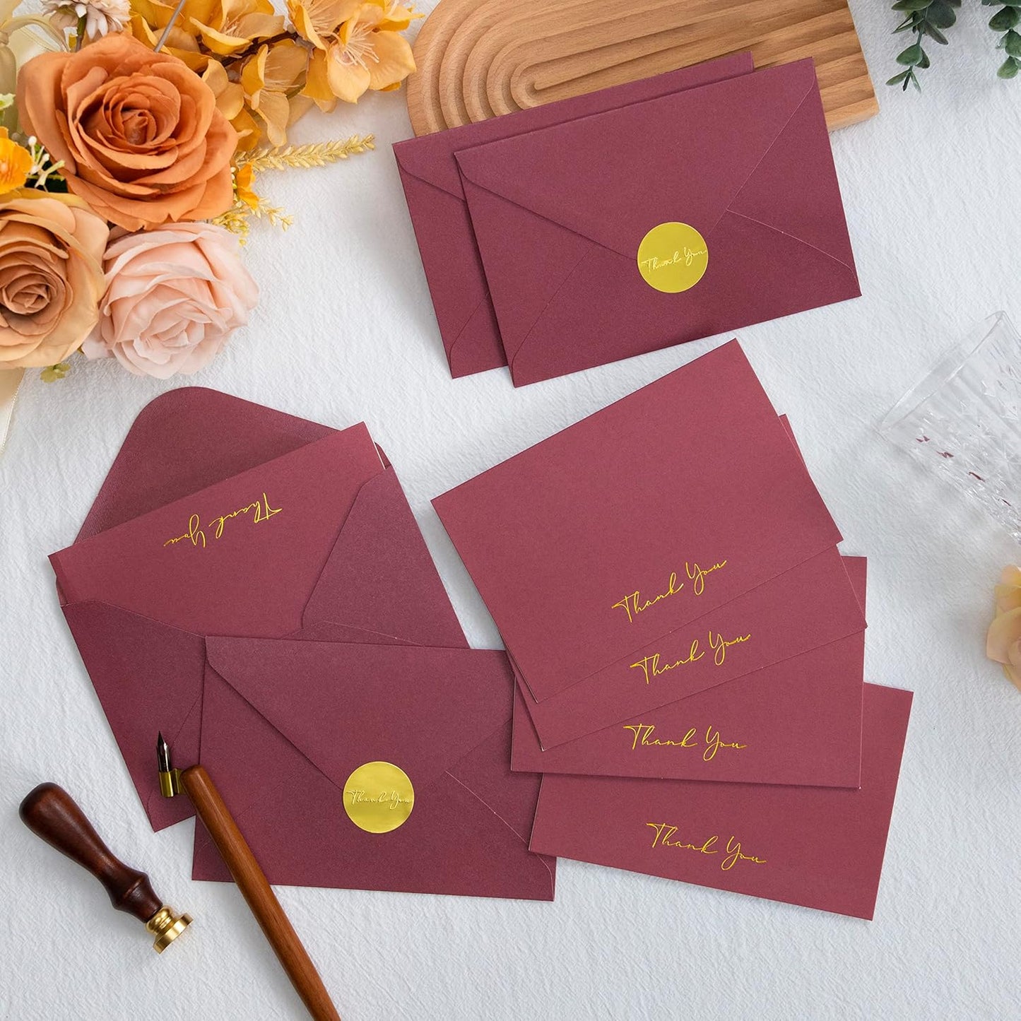 Crisky 50 Pack Thank You Cards With Envelopes & Stickers, Printable Ivory Thank You Cards for Wedding/Bridal Shower/Baby Shower/Business/Graduation