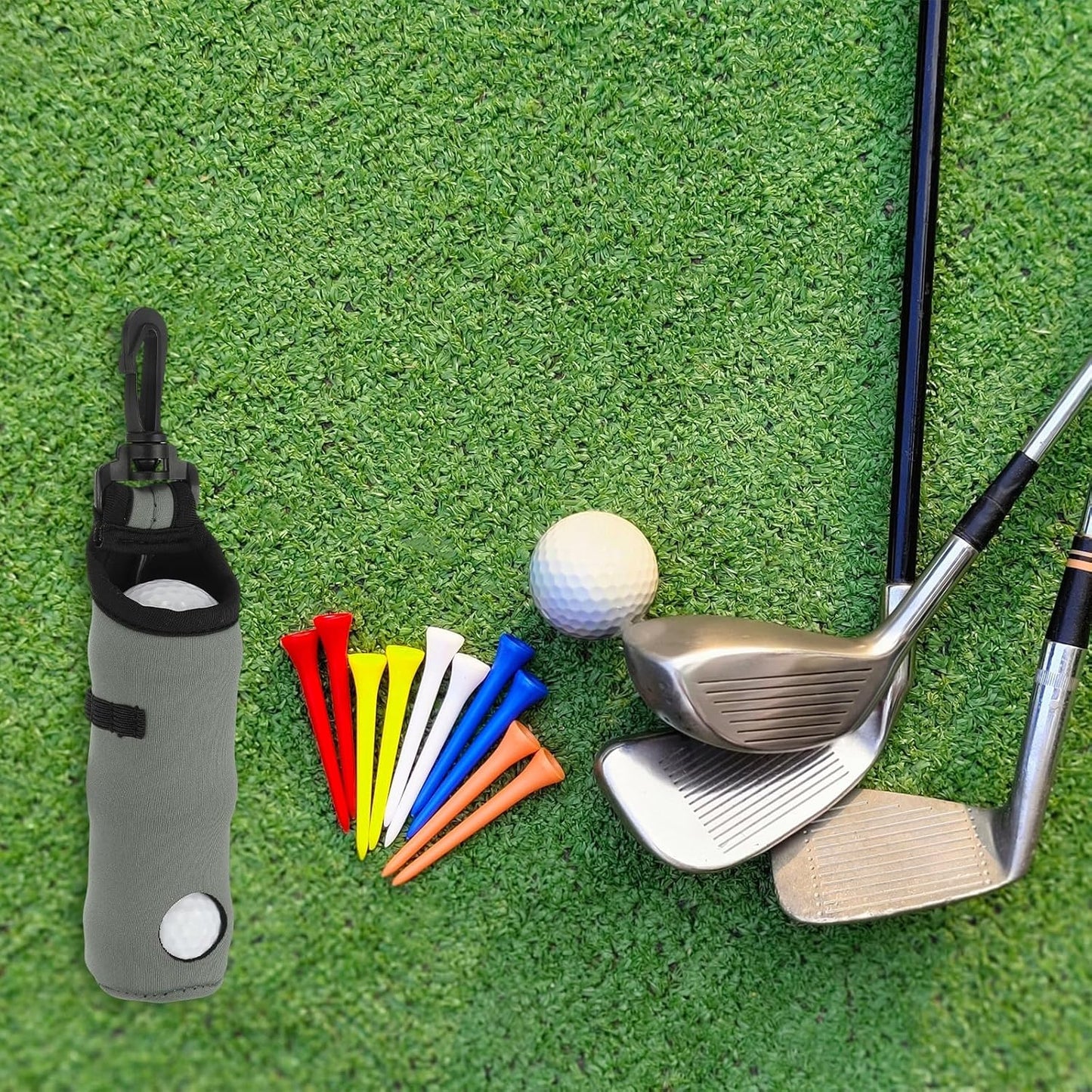 uxcell Golf Ball Carry Bag, Waist-Mounted Storage Bag Neoprene Golf Tee Holder Pouch with Lightweight Hook for Men and Women