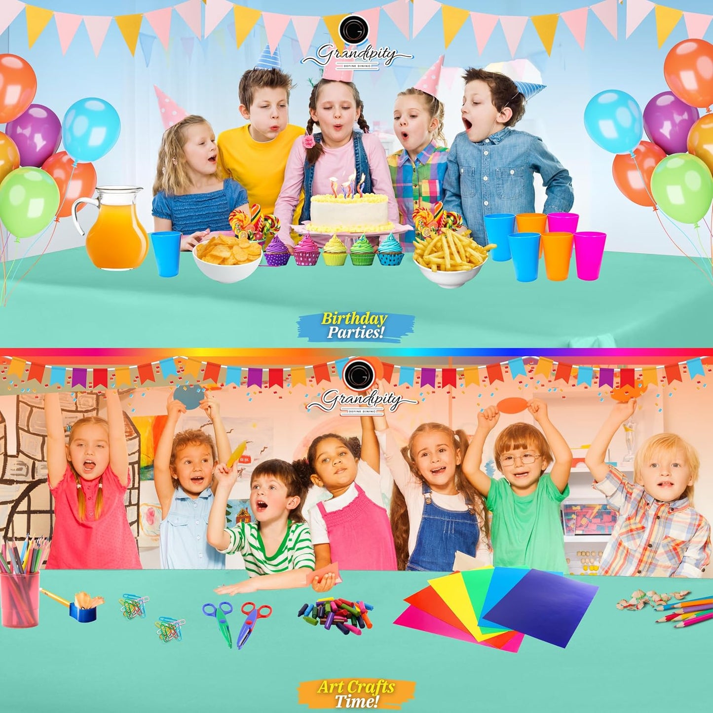 Grandipity 12 Pack Premium Disposable Plastic Tablecloth 54 Inch. x 108 Inch. Decorative Rectangle Table Cover - Aqua