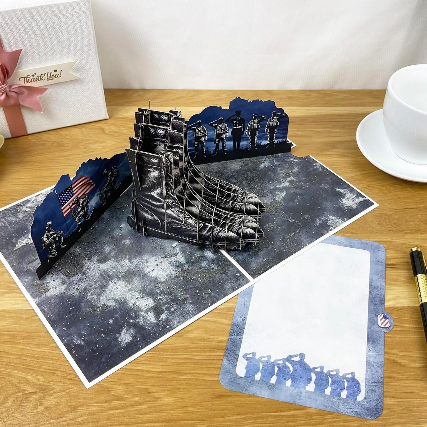 3D Veteran Popup Card - Handmade Military Paper Art for Veterans Day, Birthday, Anniversary, Christmas, Father’s Day - Unique Gift for Him, Her, Dad, Soldier, Military Veteran