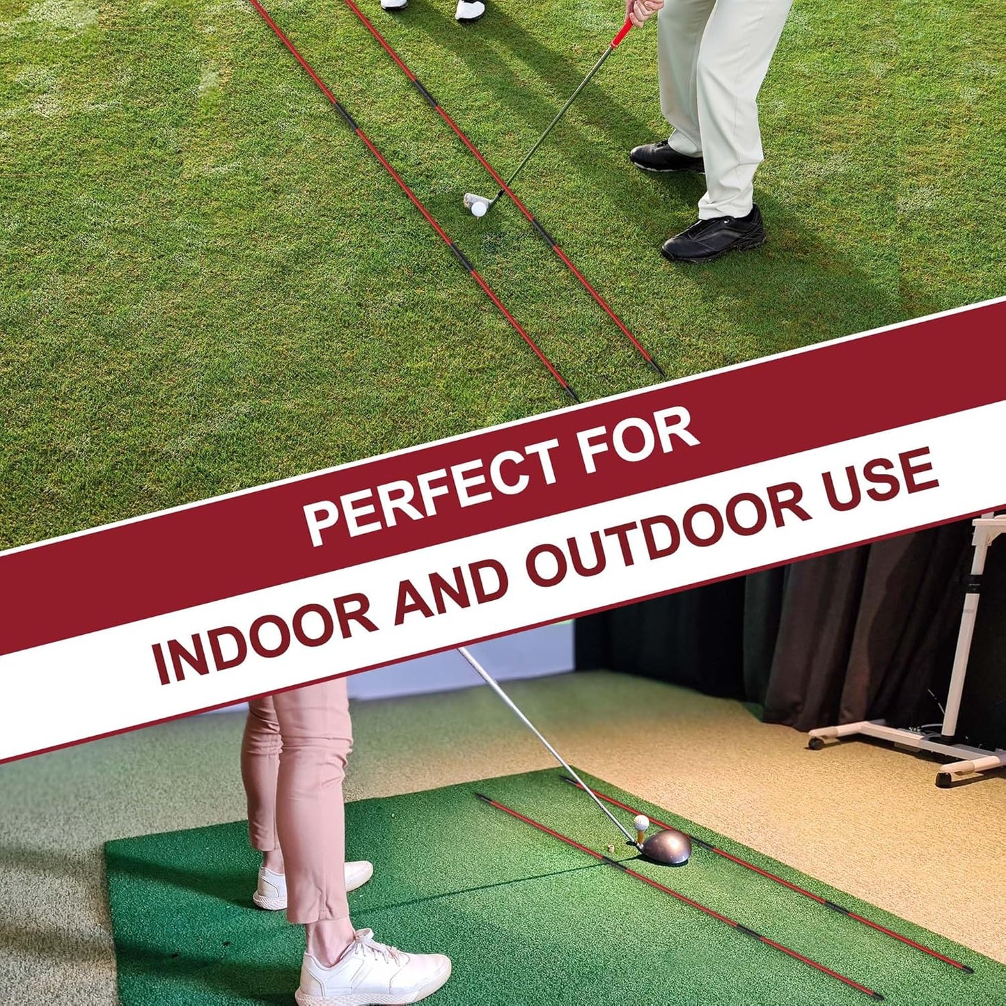 Kulamait 2 Pack Golf Alignment Sticks,Collapsible Golf Alignment Rods 48" Golf Practice Sticks Golf Training Aid for Aiming,Putting,Golf Training Sticks with Clear Tube Case