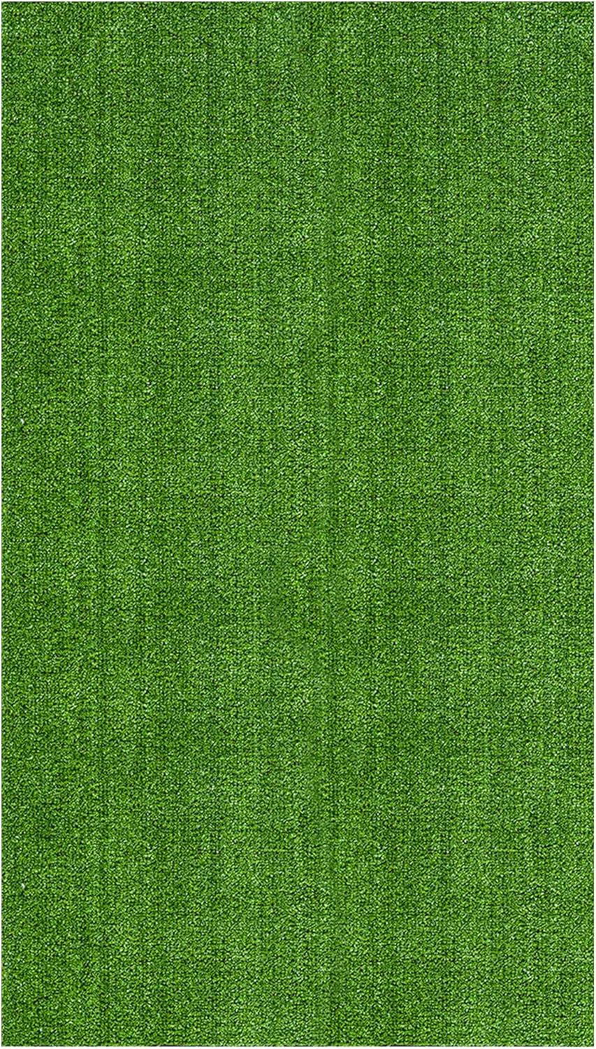 Ottomanson Artificial Grass Turf 6'6" x 9'2" Indoor Outdoor Faux Grass Rug with Drainage Holes, Customizable with Extra Long Size Options, Perfect for Patio Lawn Balcony Weddings Photoshoot Backdrop