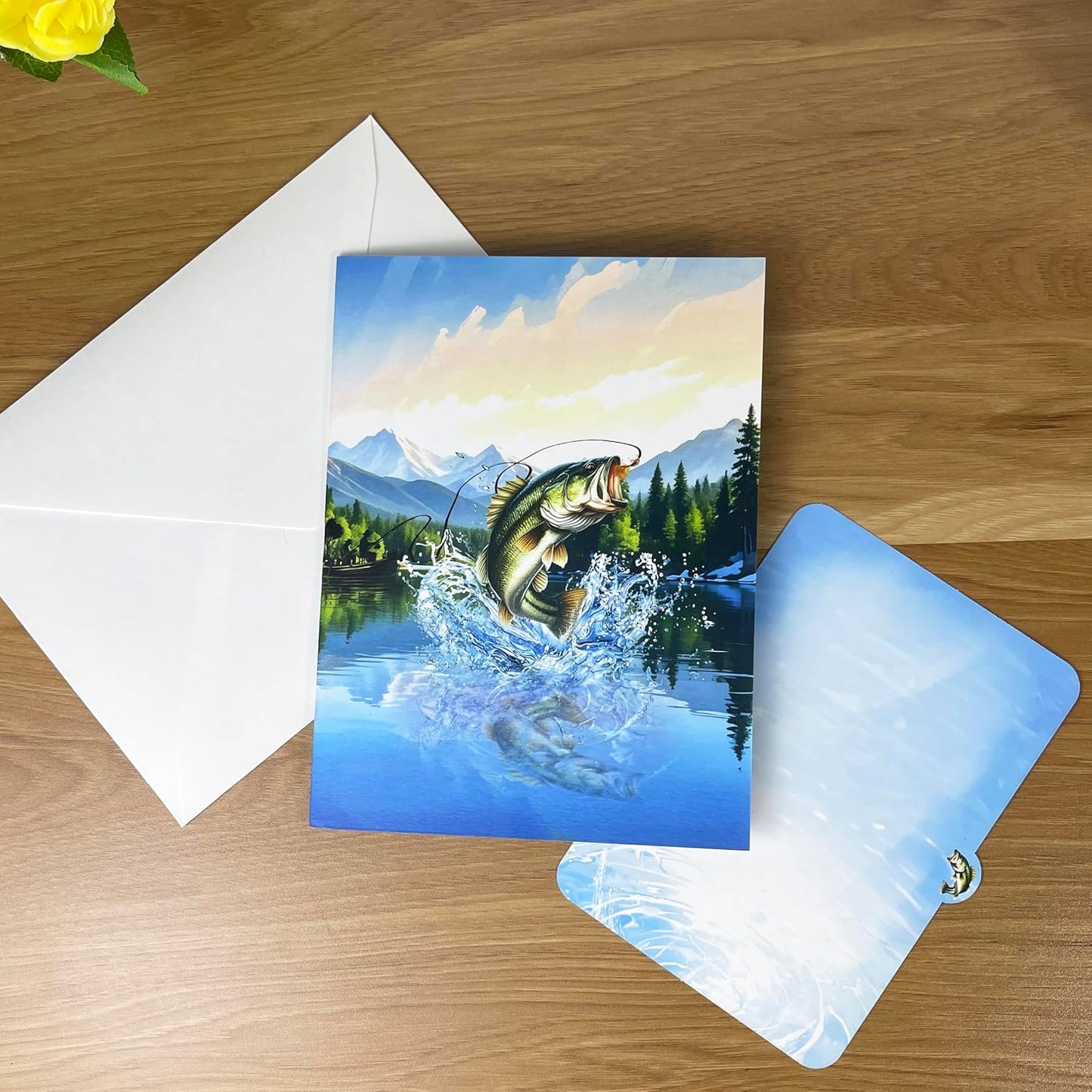 3D Bass Fish Popup Card - Handmade Fishing Paper Art for Birthday, Anniversary, Christmas, Father’s Day - Unique Greeting Card Gift for Him, Dad, Mom, Son, Husband, Boyfriend, Fisherman