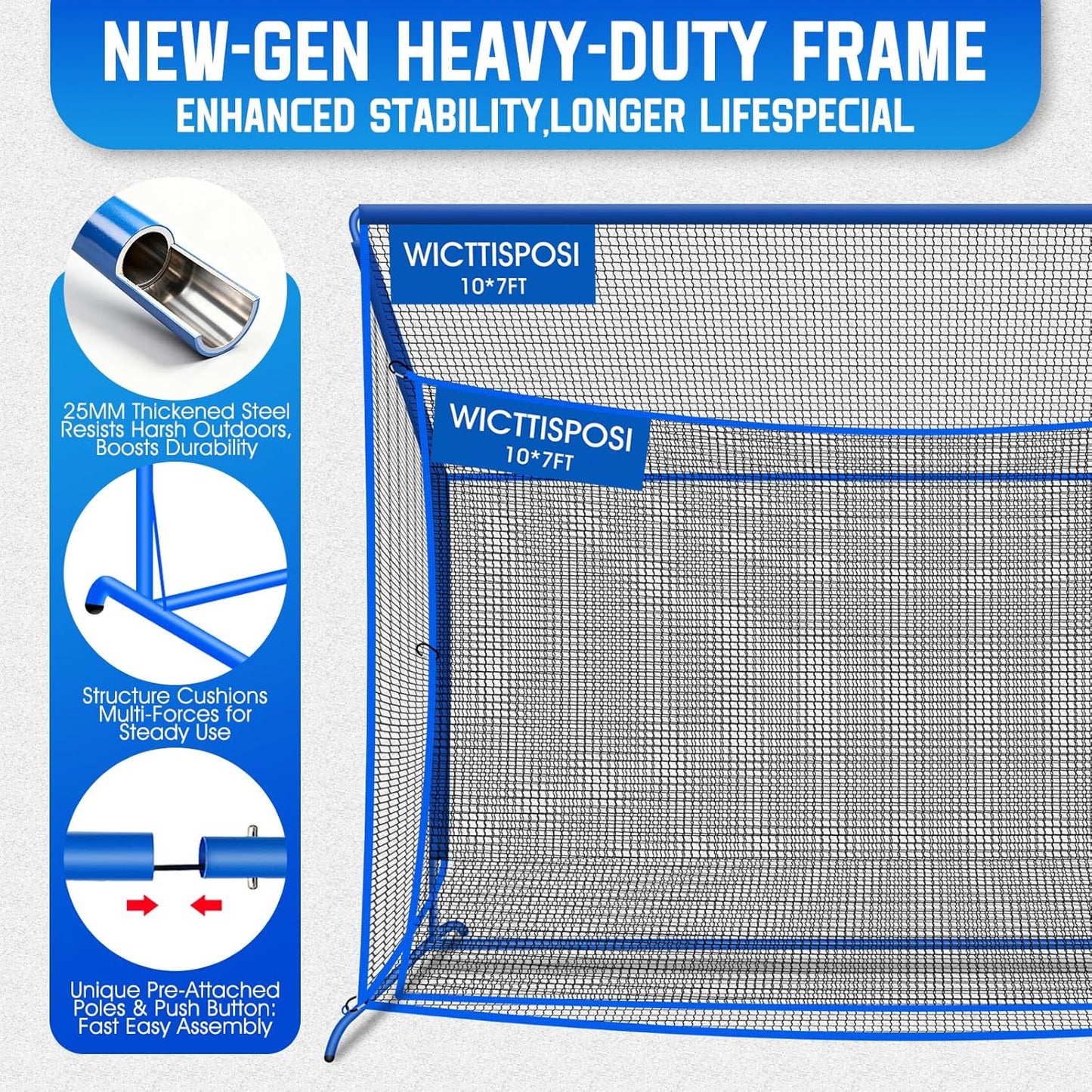 Golf Hitting Net with Extra Striking Net, 10x7ft/7x7ft Heavy Duty Golf Practice Nets for Golfers Backyard Driving Swing, Golf Impact Cage Metal Frame with Storage Bag&Elevated Base, Indoor Outdoor Use