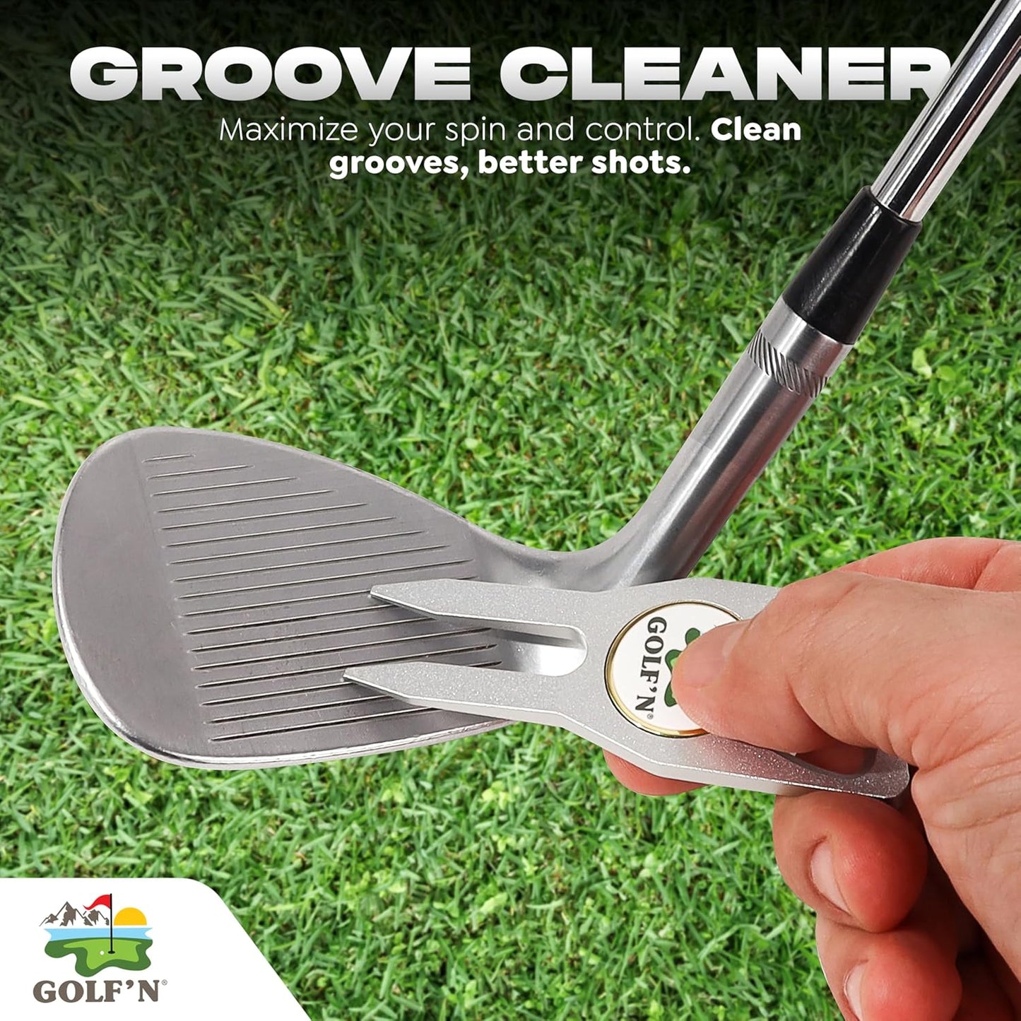 Golf'N Aluminum Golf Ball Marker Divot Repair Tool - Magnetic Ball Marker, Groove Cleaner & Bottle Opener - Essential Golf Divot Tool for Golfers, Sleek Design
