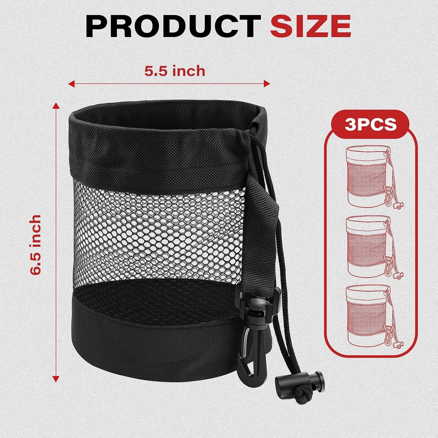 3PCS Golf Ball Bags with Drawstring, Nylon Mesh Bag for Golf Balls, Design for Most Outdoor Storage