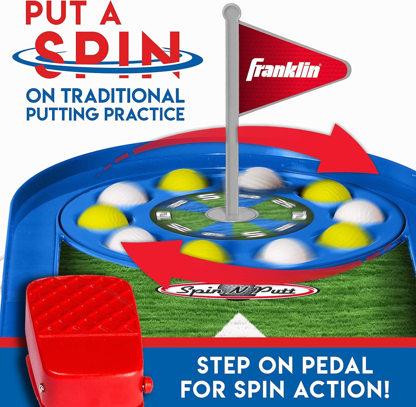 Franklin Sports Mini Putt Golf Game for Kids - Spin n' Putt Electronic Putting Game - Indoor Mini Golf for Kids + Toddlers - Putter + Balls Included