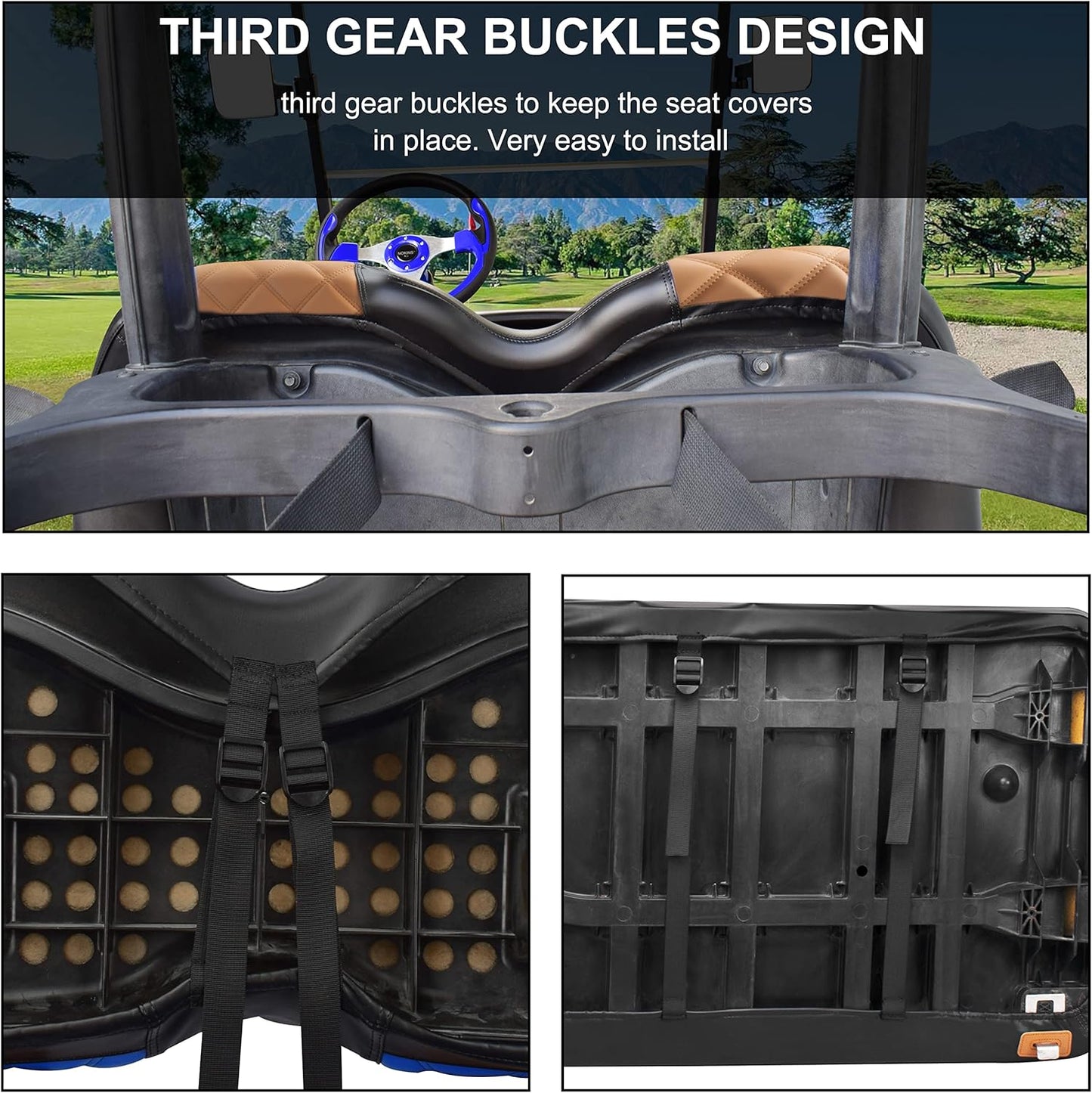 NOKINS Golf Cart Diamond Seat Covers Kit, Fit for Club Car Precedent OEM Standard Front Seat Cushion, Golf Cart Vinyl Seat Cover, No Nails Required