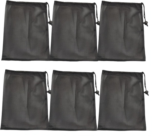 6 Pcs Mesh Bags Drawstring 11.8" x 7.5" Small Golf Ball Mesh Bag, Nylon Sports Net Bag Multipurpose for Golf Stuff Balls, Tennis ball and Travel