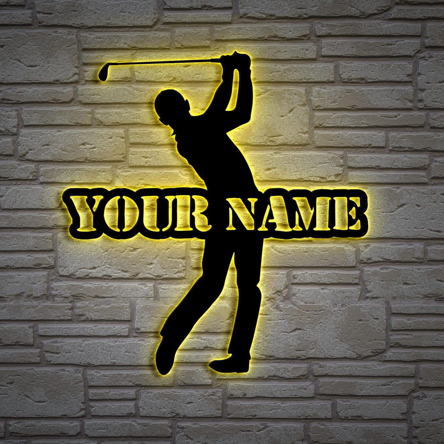 Custom Golfer Metal Wall Art with Led Light, Personalized Golfer Name Sign Home Decor 19th Hole Golf Club Decoration, Home Decor,Custom Golf Name Sign Decor, Gift For Dad, Son, Sports Lovers, Christmas Gift