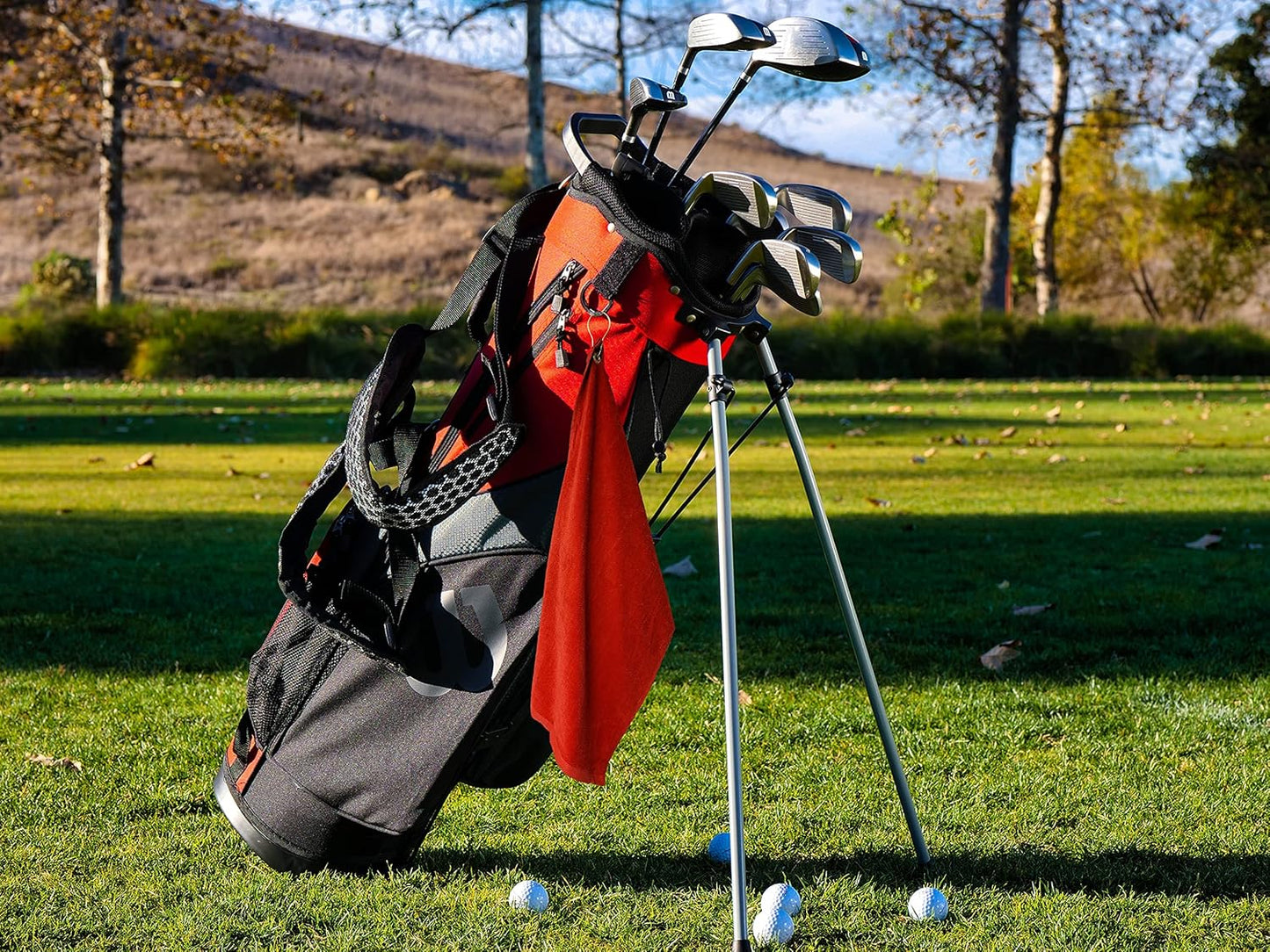 Cotton Golf Bag Towel with Clip (Red)