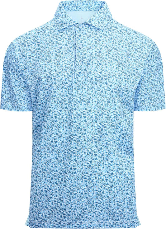 Alex Vando Mens Golf Shirt Moisture Wicking Classic Print Golf Shirts for Men