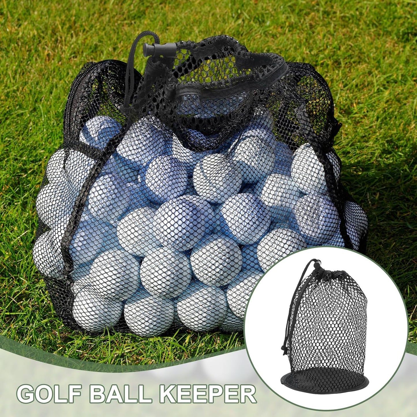 Golf Ball Storage Bag Nylon Mesh Golf Pouch with Adjustable Drawstring Closure for Outdoor Sports Supplies
