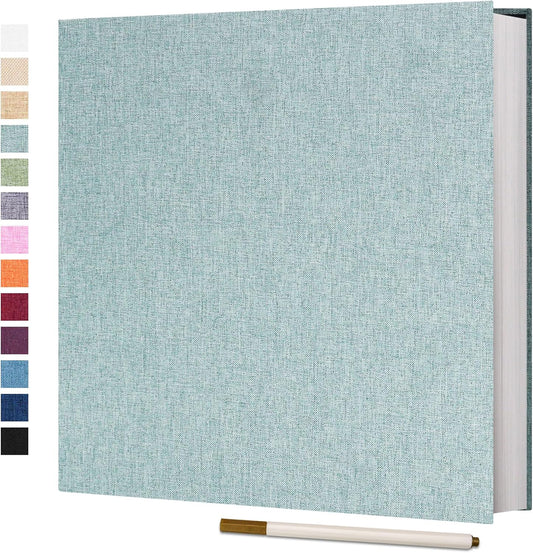 Vienrose Photo Album Self Adhesive 4x6 5x7 3x5 8x10 Scrapbook Album DIY Scrap Book with A Metallic Pen (11"x10.6" 60 Pages, Turquoise)