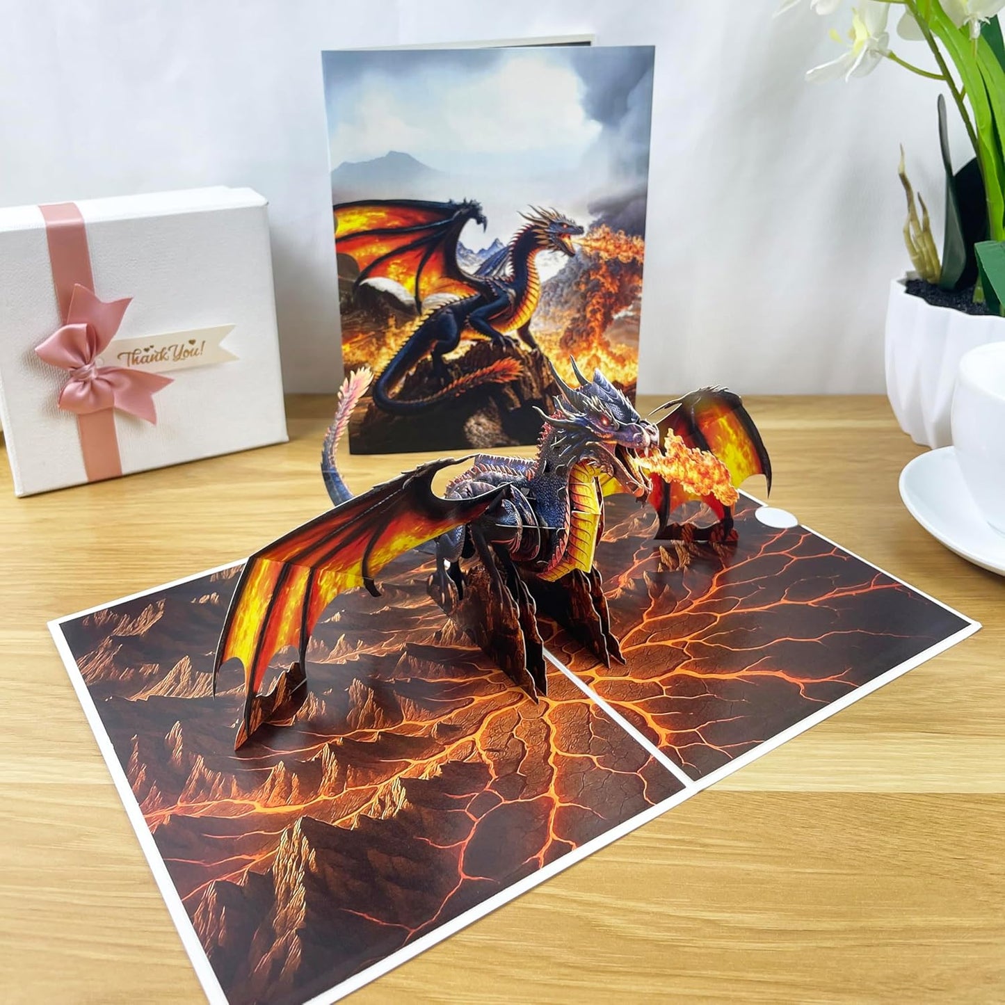 3D Dragon Popup Card - Handmade Fantasy Paper Art for Birthday, Anniversary, Christmas, Father’s Day - Unique Gift for Him, Her, Son, Daughter, Dragon Lover, Mythical Creature Fan
