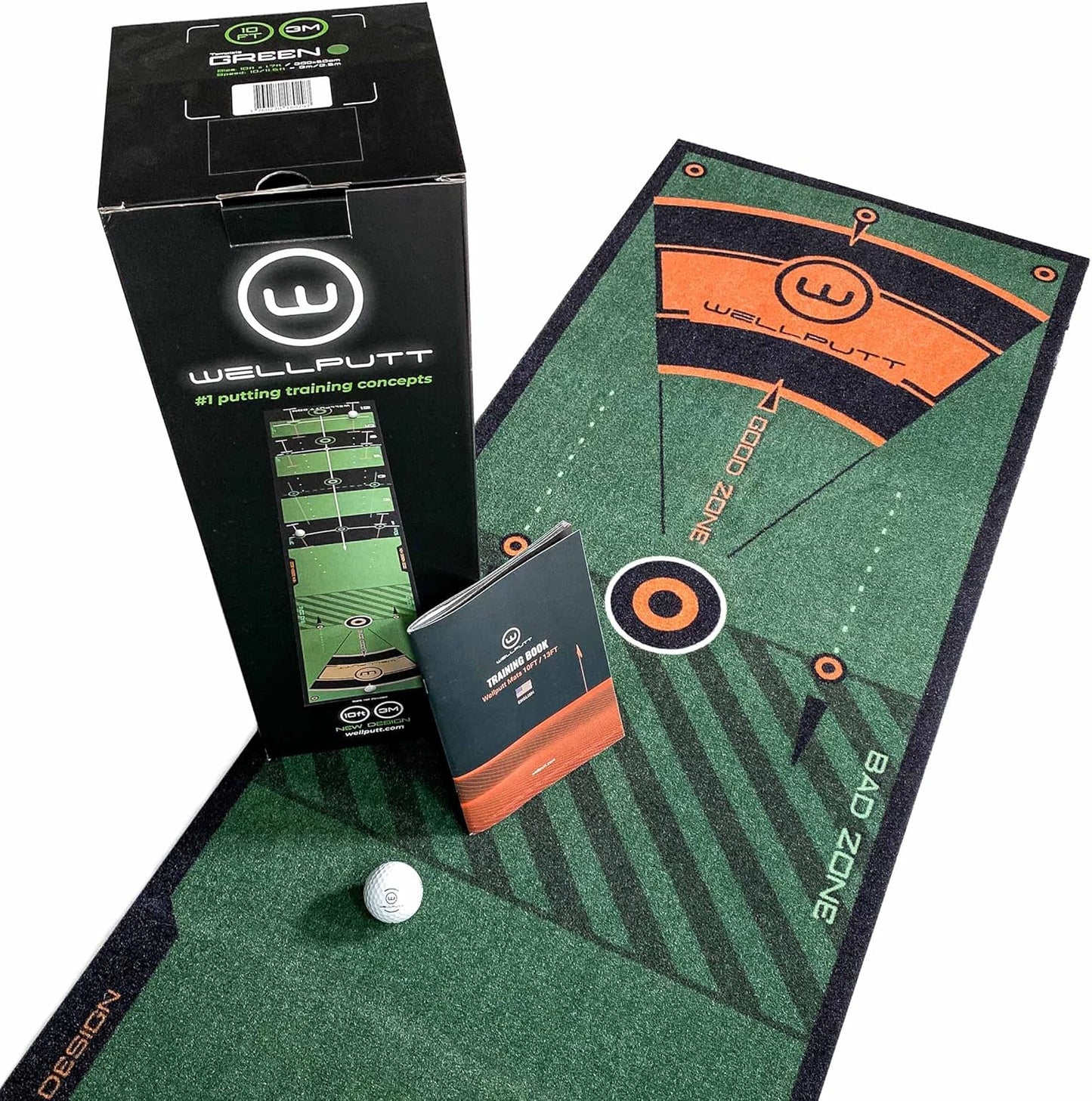 WELLPUTT - Golf Putting Training Mat - Classic Green 10ft