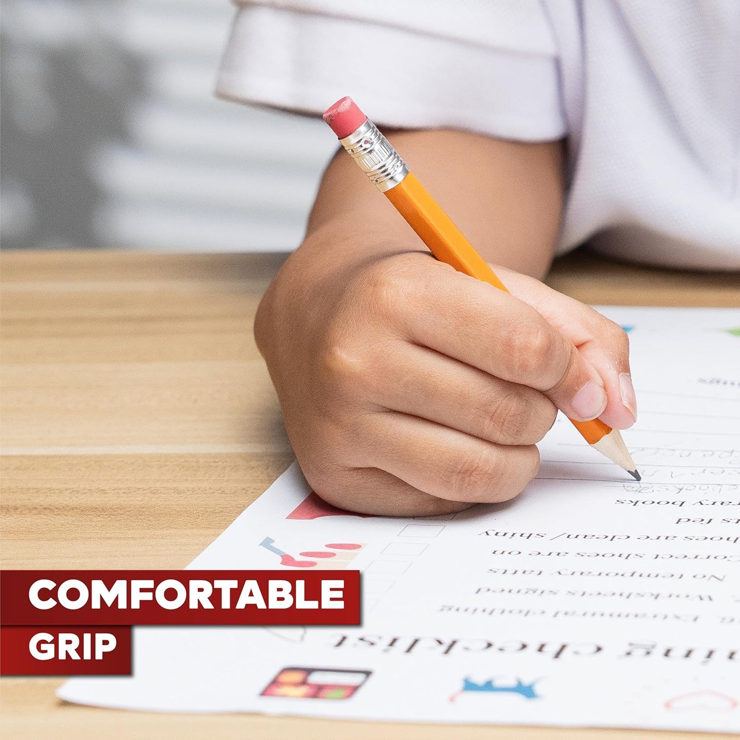 XFasten Golf Pencils with Erasers Bulk, 300-Pack 3.5" #2 HB Pre-Sharpened Easy-to-Grip Half Mini Golf Pencils for Kids, Adults, and School Supplies - Hexagonal, Smooth Writing, and Non-Smudging