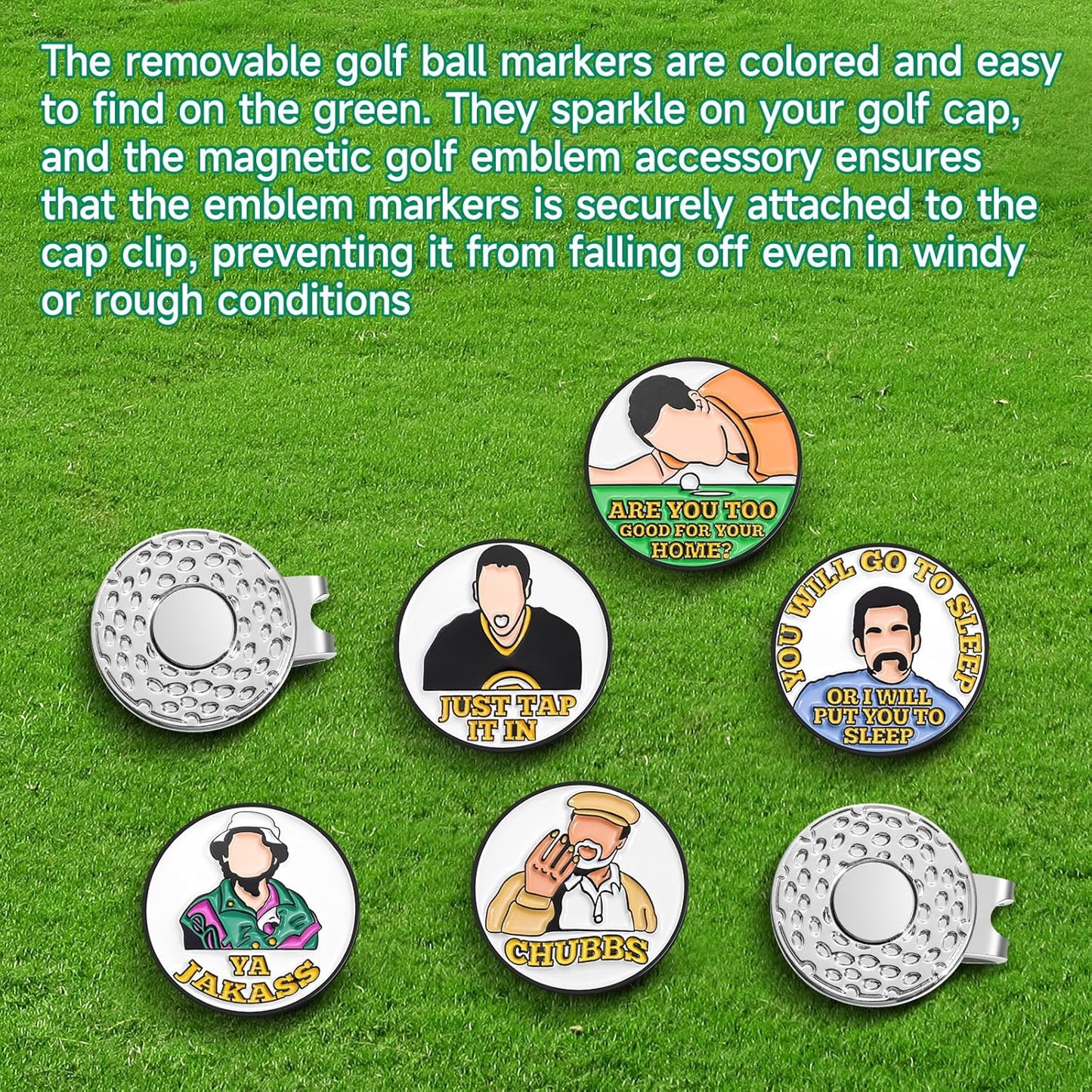 Funny Magnetic Ball Markers Clips, Distinctive Enamel Golf Ball Markers for Putting Green, Golf Ball Marker Hat Clips Magnet for Golf Lovers Gifts Golfing Accessories