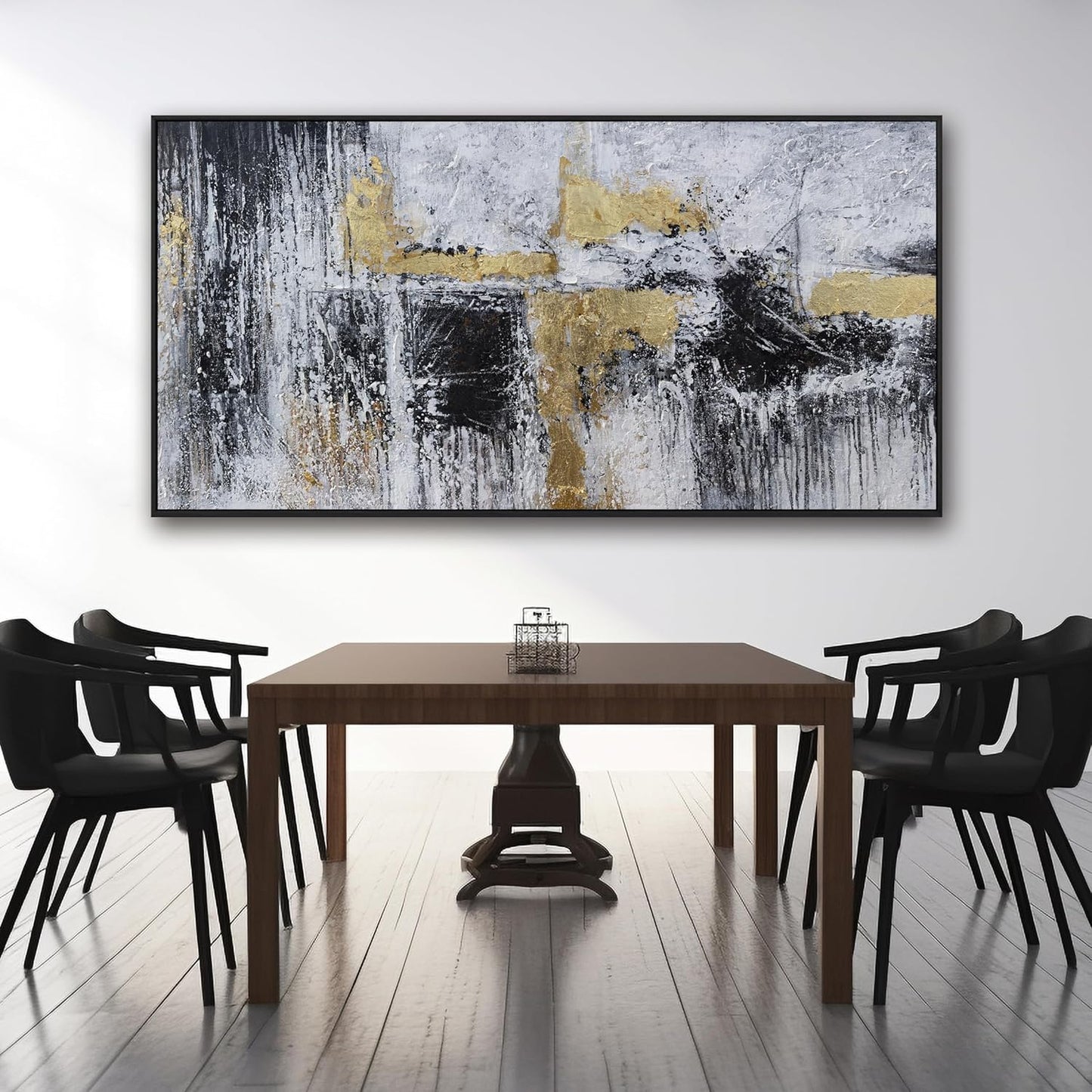 Large Abstract Wall Art Wall Decor Bedroom Pictures Artwork Black And Gold Wall Decor Artwork Modern Painting Wall Decoration Pictures For Living Room Home Kitchen Office 29x58 Inch Framed