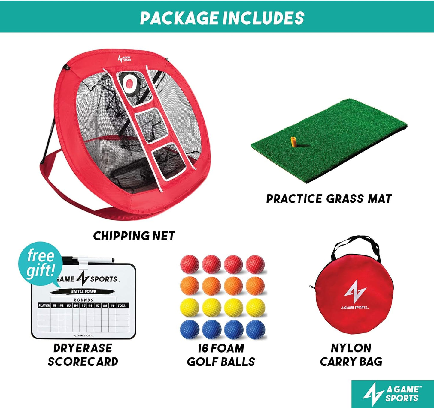 Golf Chipping Net with Mat - Practice Net for Backyard & Indoor/Outdoor Swing Training