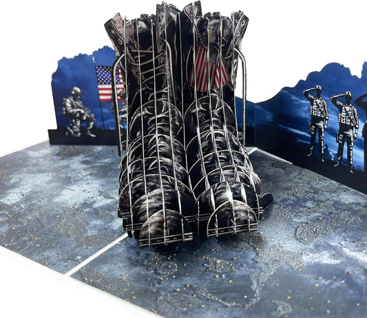 3D Veteran Popup Card - Handmade Military Paper Art for Veterans Day, Birthday, Anniversary, Christmas, Father’s Day - Unique Gift for Him, Her, Dad, Soldier, Military Veteran