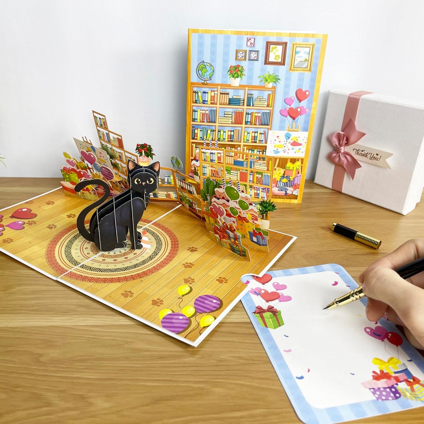 3D Black Cat Popup Card - Handmade Cat Lover Paper Art for Birthday, Anniversary, Halloween, Christmas - Unique Greeting Card Gift for Him, Her, Cat Owners, Friends, Black Cat Fans